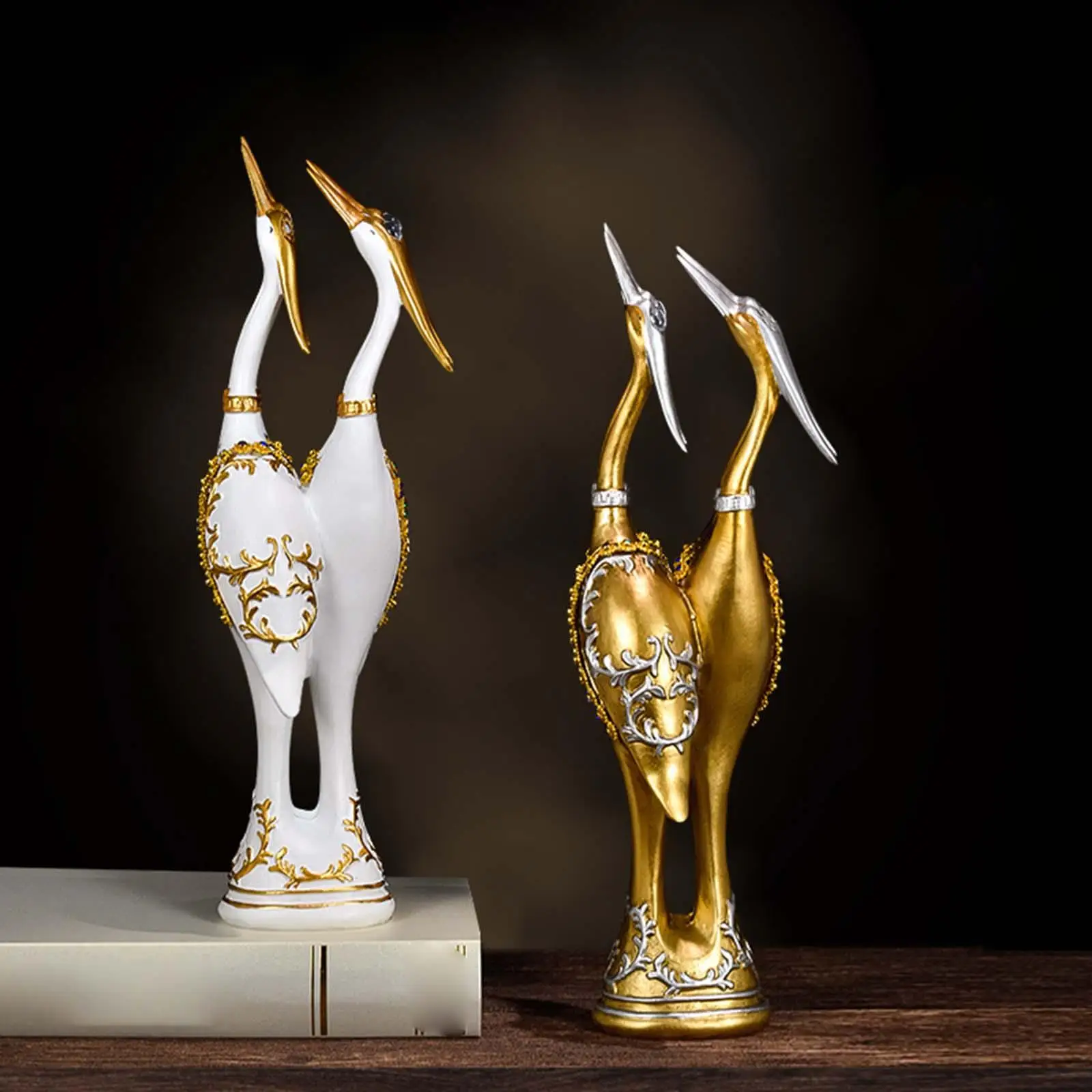 Bird Figurine Sculptures Modern Minimalist Luxury Home Crane Resin Statue for Farmhouse Desk Wedding Porch Housewarming