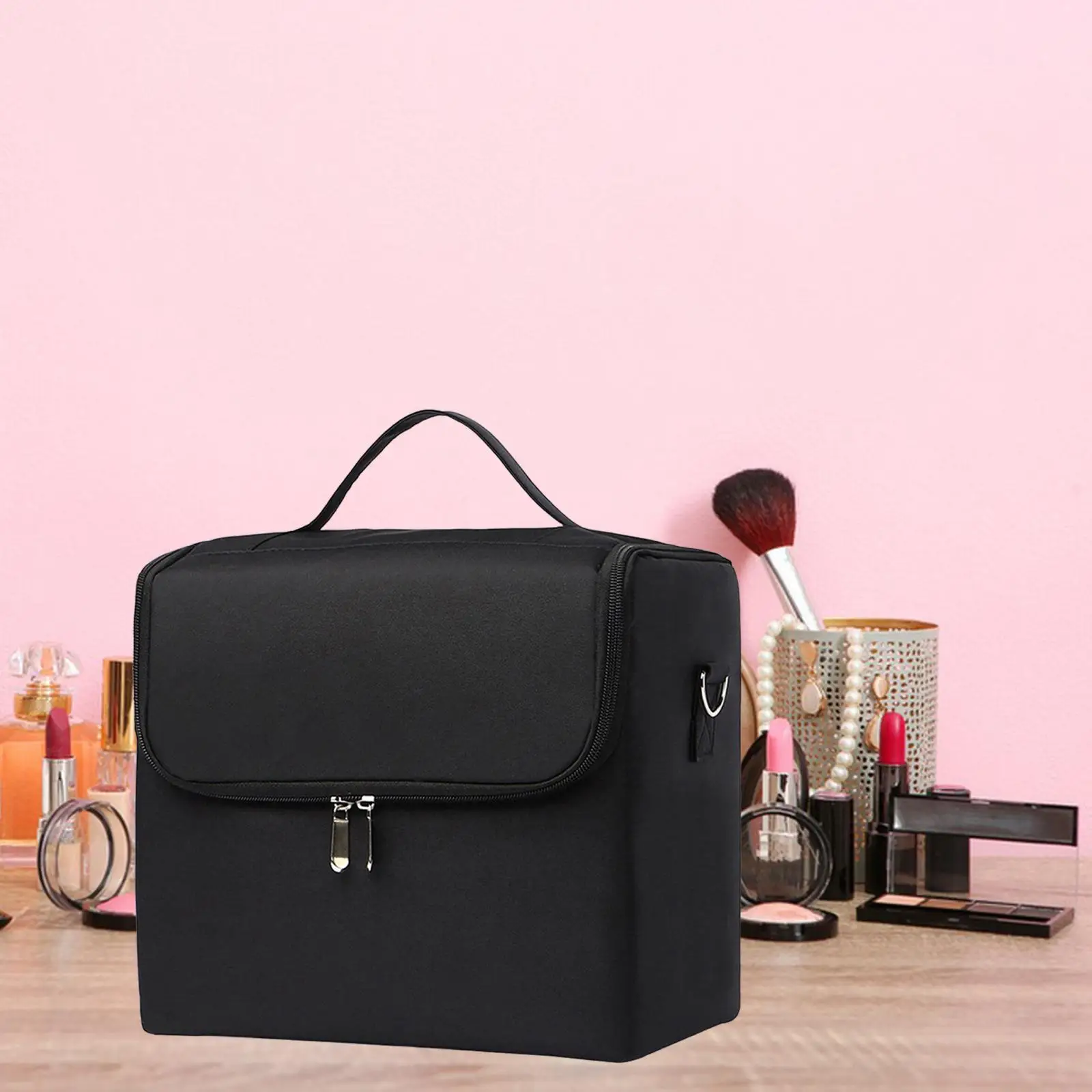 Travel Makeup Bag Waterproof Cosmetic Bag 28x20x25cm Lightweight Multipurpose Multi Layer Toiletry Bag Makeup Box Case for Women