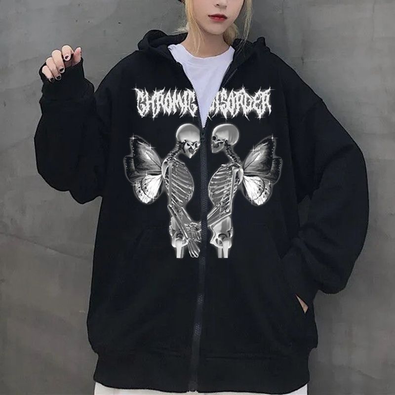 academia zip up moletom y2k harajuku grunge