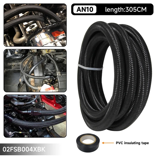 16.4FT AN10 Stainless Steel Braided Fuel Line Hose For Fuel Return