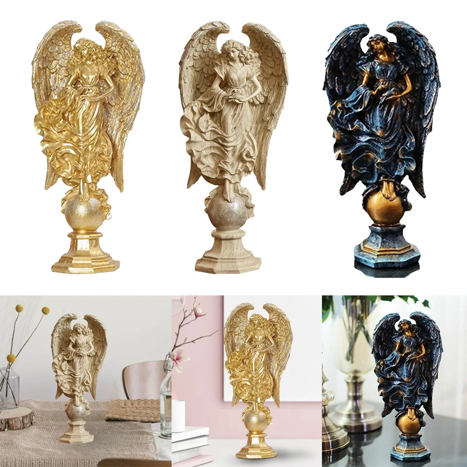 Angel Figurine Sculpture Art Crafts Desktop Garden Decoration Artwork Gift