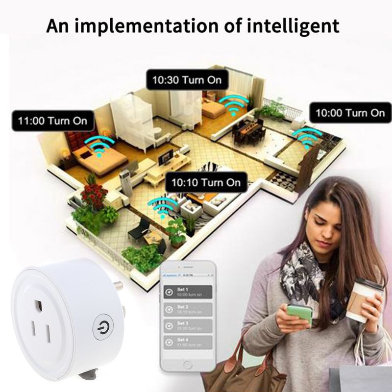 Mini enchufe inteligente Wifi, funciona con Alexa, No requiere Hub, (paquete de 4)
