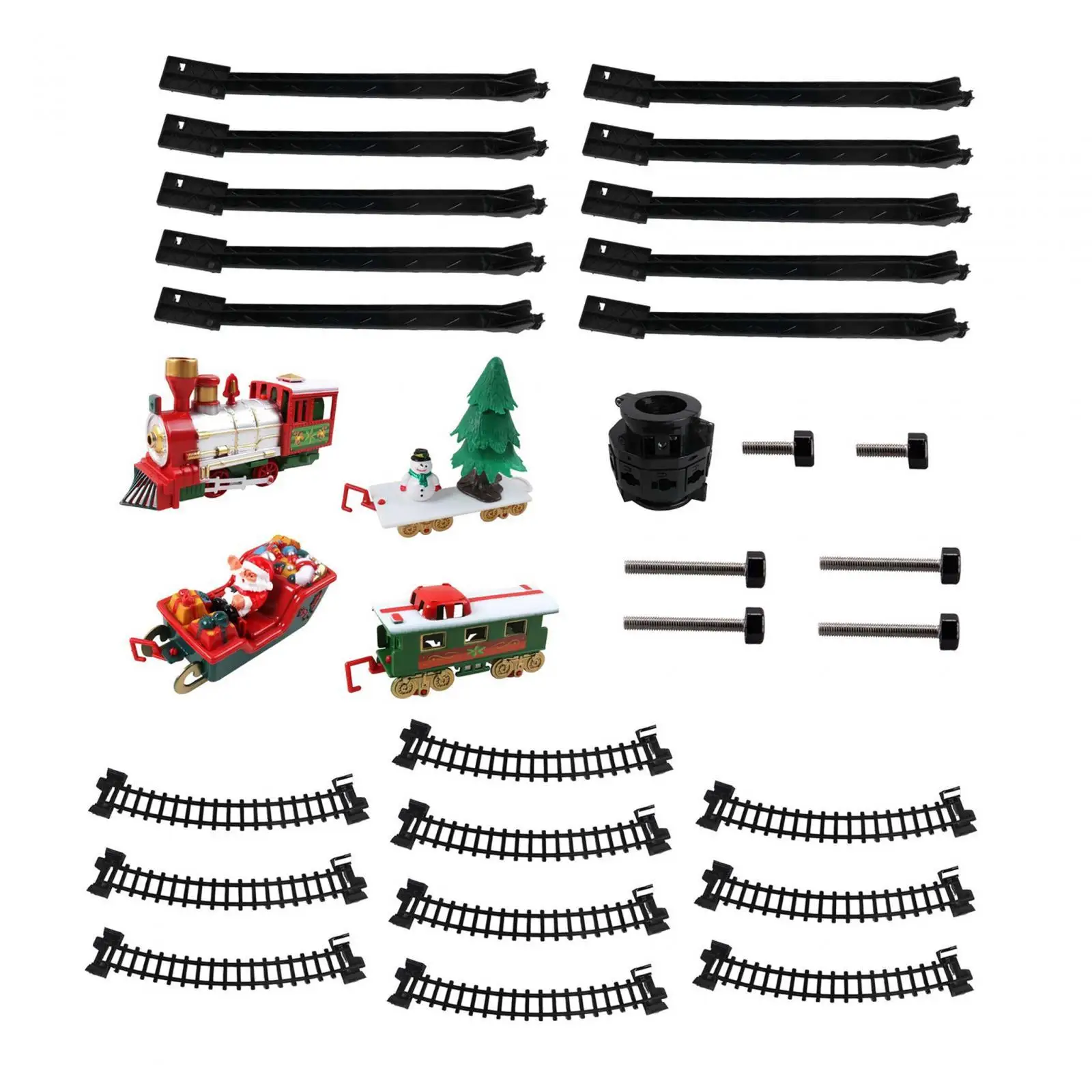 Kids Funny Train Set Cargo Cars and 10 Tracks Battery Powered DIY Railway Tracks Set Christmas Gift Train Toy for Boy Children