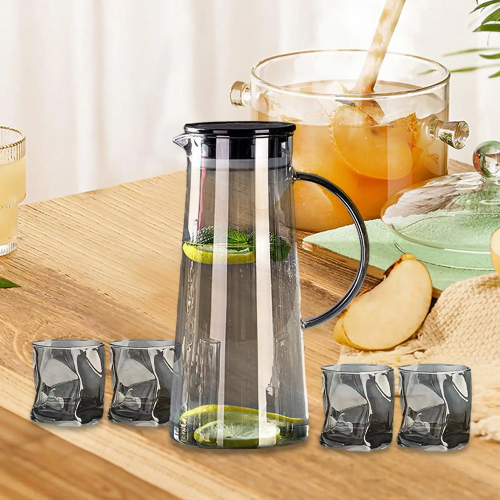 Water Pitcher 1450ml Multipurpose Portable Borosilicate Glass Teapot Borosilicate Glass Jug for Office Milk Kitchen Loose Leaf
