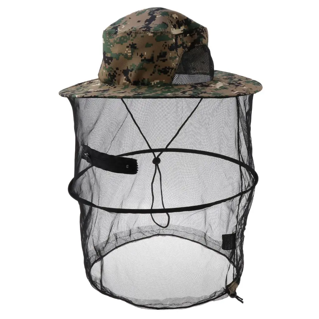 Outdoor  Mask Hat with Head Net Mesh Face Protection, Fishing Sunhat Bucket Cap, Hunting Beerkeeping Travel Hiking