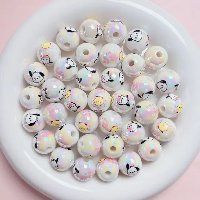 5pcs Sanrio Hello Kitty Kuromi Melody Round Beads for DIY Jewelry Making  Handmade Bracelet Earring Cartoon Cute Beads Supplies - AliExpress