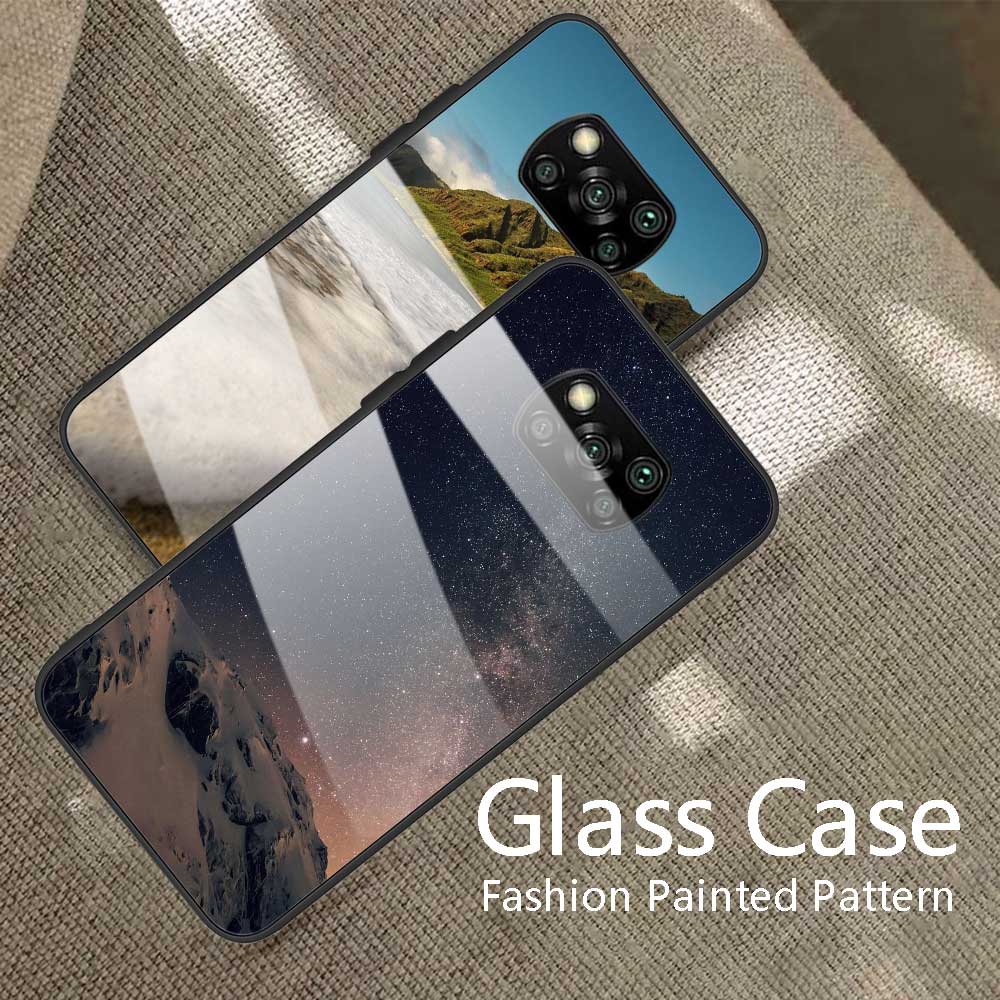 Tempered Glass Phone Case For Xiaomi Poco X3 NFC M4 M3 X4 Pro 4G 5G F1 Protective Back Cover Cases Silicone Bumper Coque Fundas