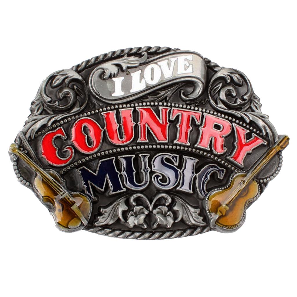  I Love Country Music 3D Guitar Belt Buckle Men Girl Vintage Western Rock Roll Dance