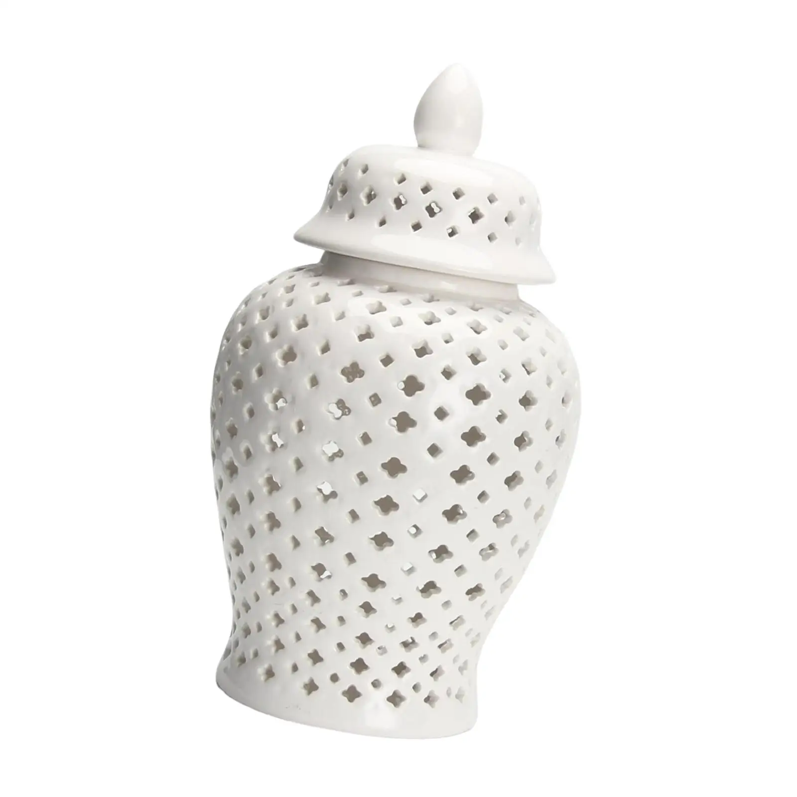 Porcelain Ginger Jar with Lid Collectable Lantern Decorative Handicraft Universal Lattice Jar Vase for Storage Decor Decoration