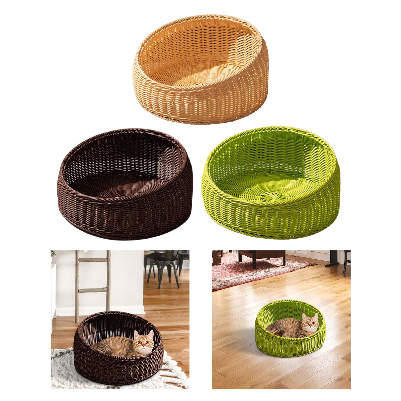 Round Pet Bed Kennel Imitation Rattan Lightweight Pet Supplies Portable Cat Sleeping Bed for Summer Kitten Play Rest Round Pet Bed Kennel Imitation Rattan Lightweight Pet Supplies Portable Cat Sleeping Bed for Summer Kitten Play Rest