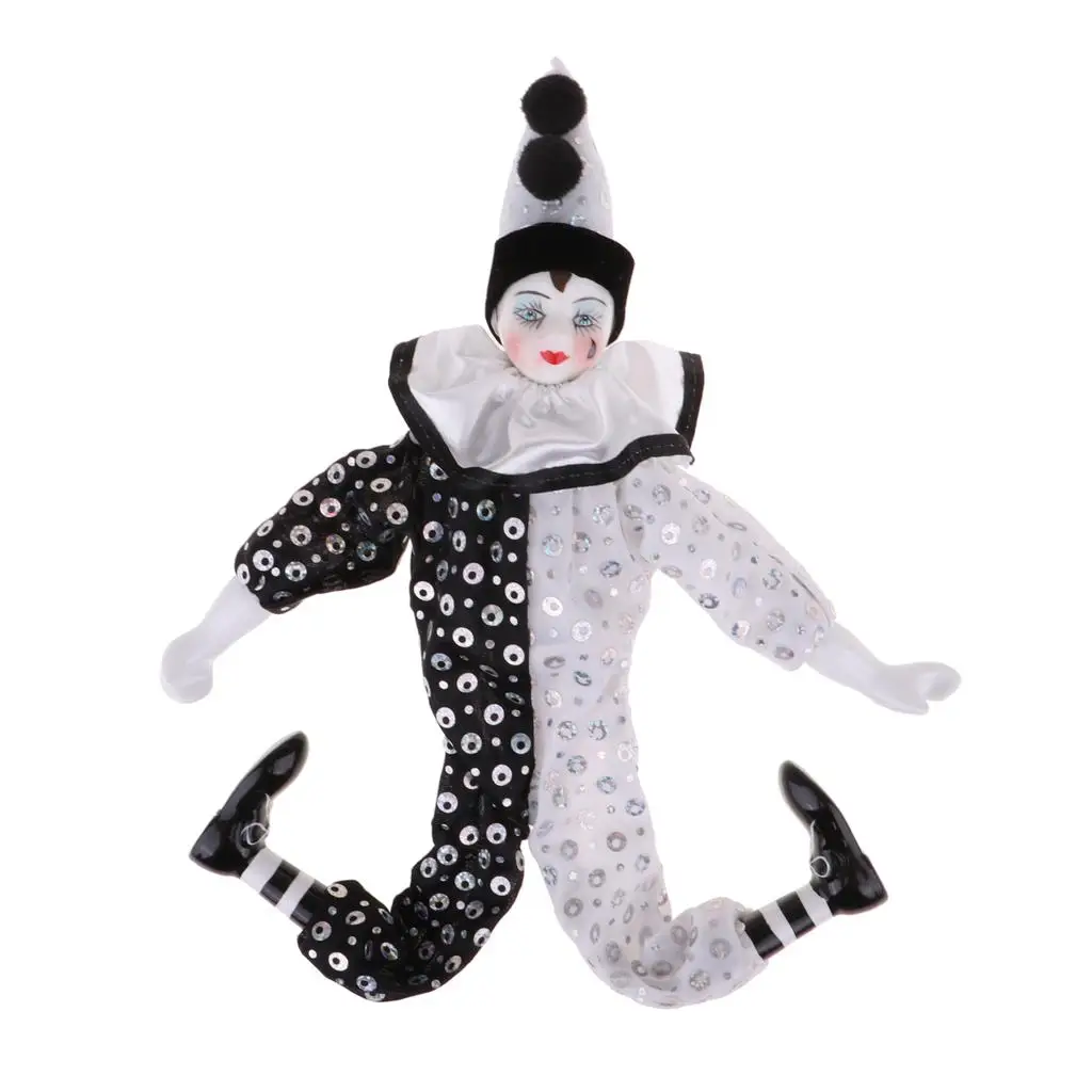 15inch Porcelain Hanging Foot Clown Doll  Desk Display Decoration