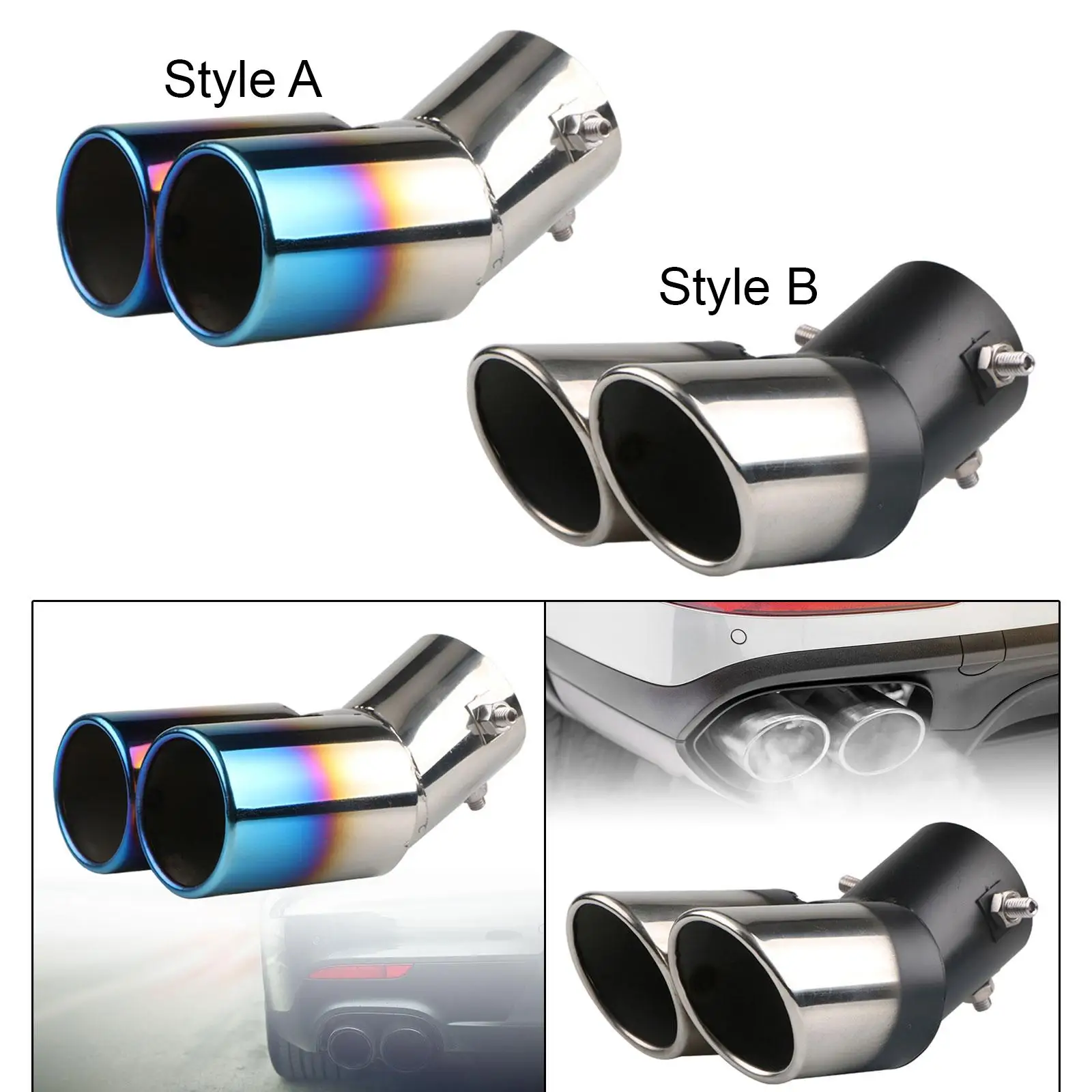 Dual Exhaust Tip Premium Stainless Styling Double Outlets End Pipe
