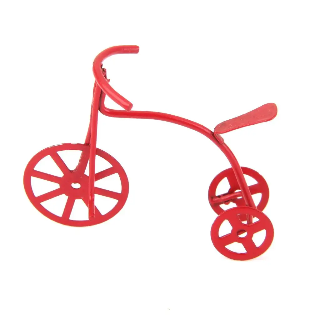 Miniature Red Tricycle  For 1:12 Dollhouse Decoration Dolls Scooter
