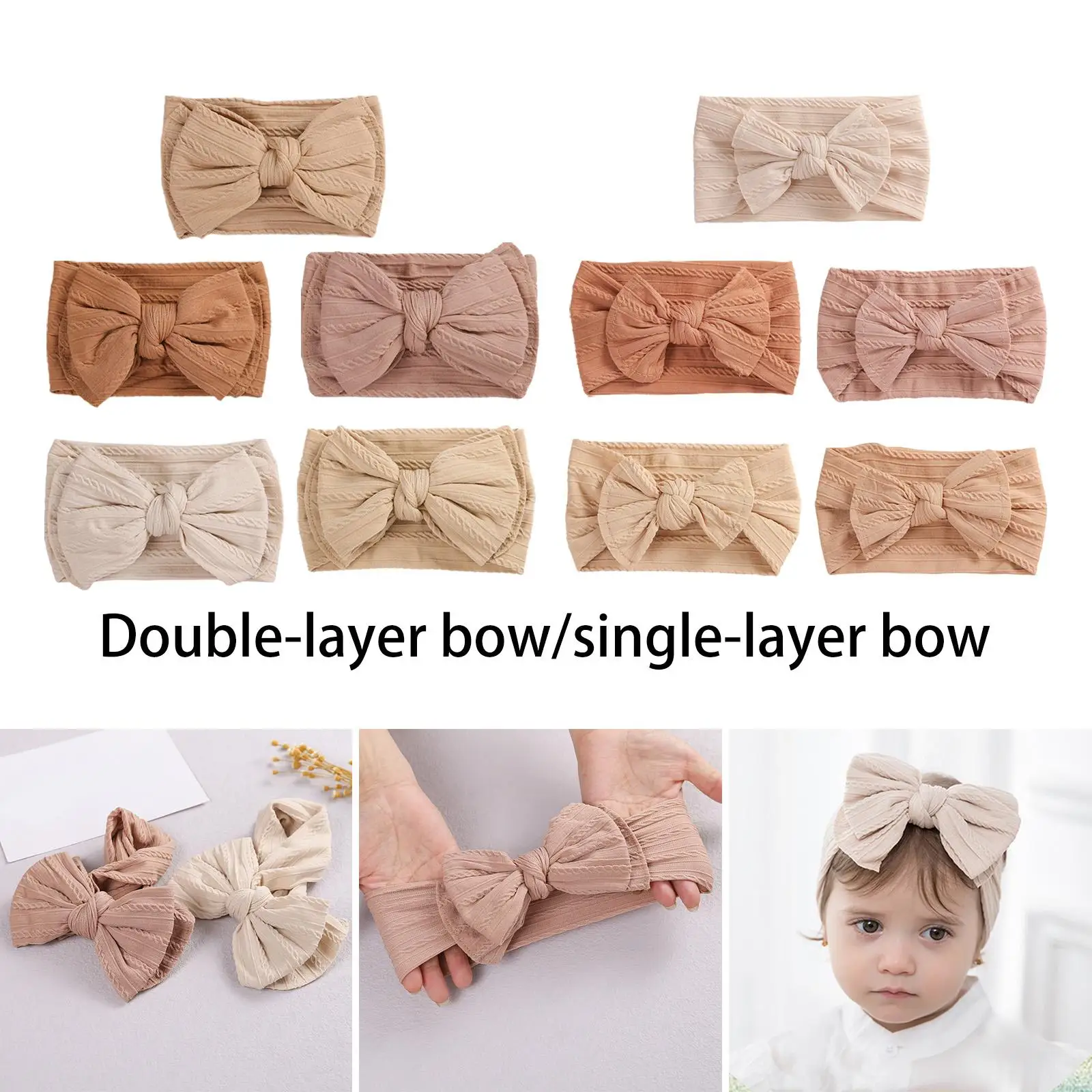 5 Pieces   with Bow Adorable Elastics Knit Hair Bands for Birthday  Shower Photography Props Toddlers Baby