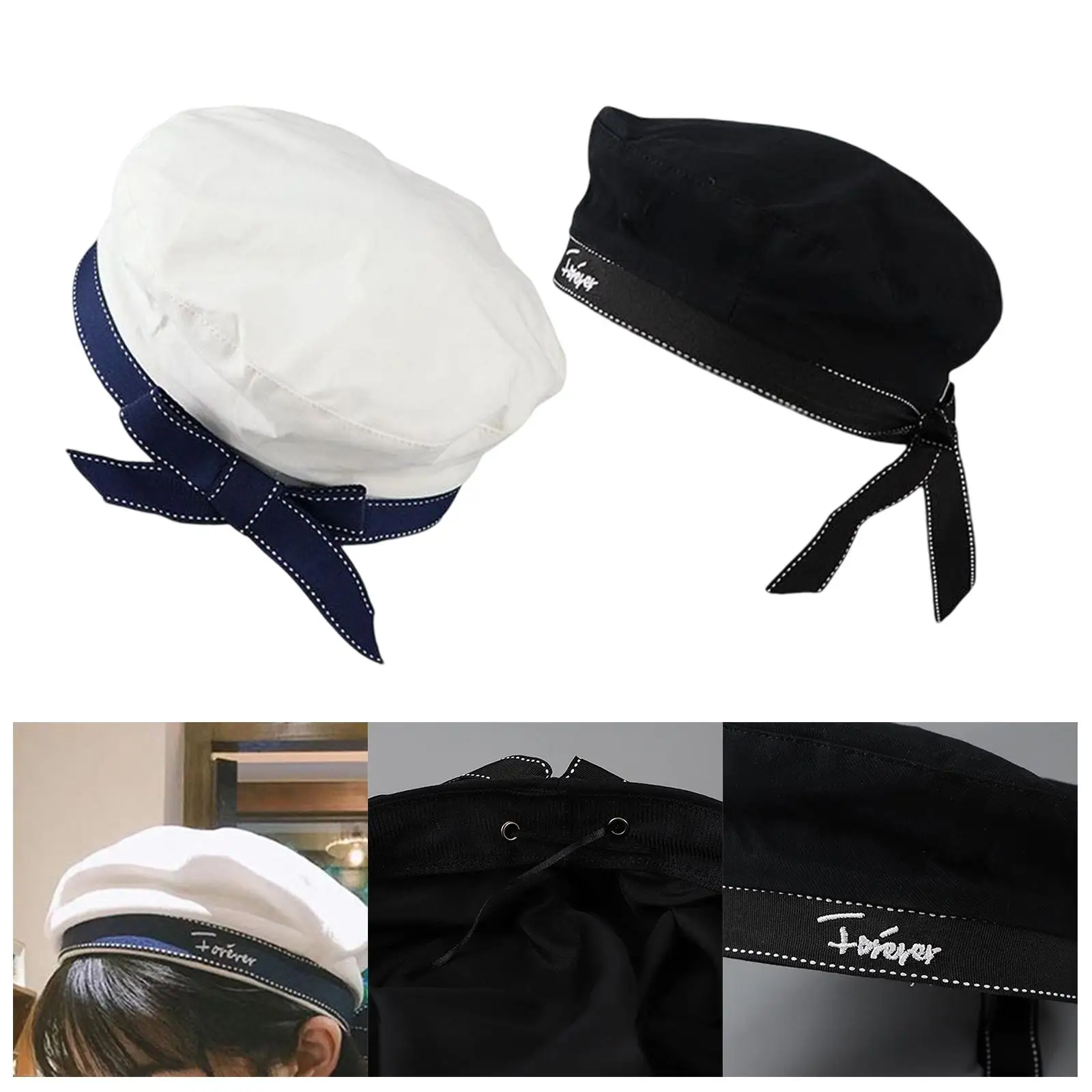 Cute Navy Sailor Hat Stylish Uniform Costume Accessory Cap Adjustable Women Hat for Ladies Dress up Summer