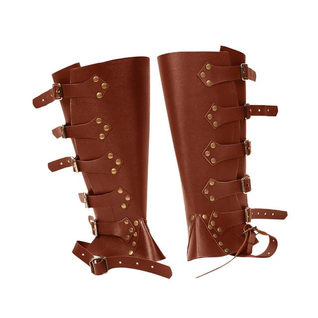 Vintage Style Medieval Boots Shoes Cover Guards Faux Leather Adjustable Protective Photo Props Pirate Boots Tops Covers