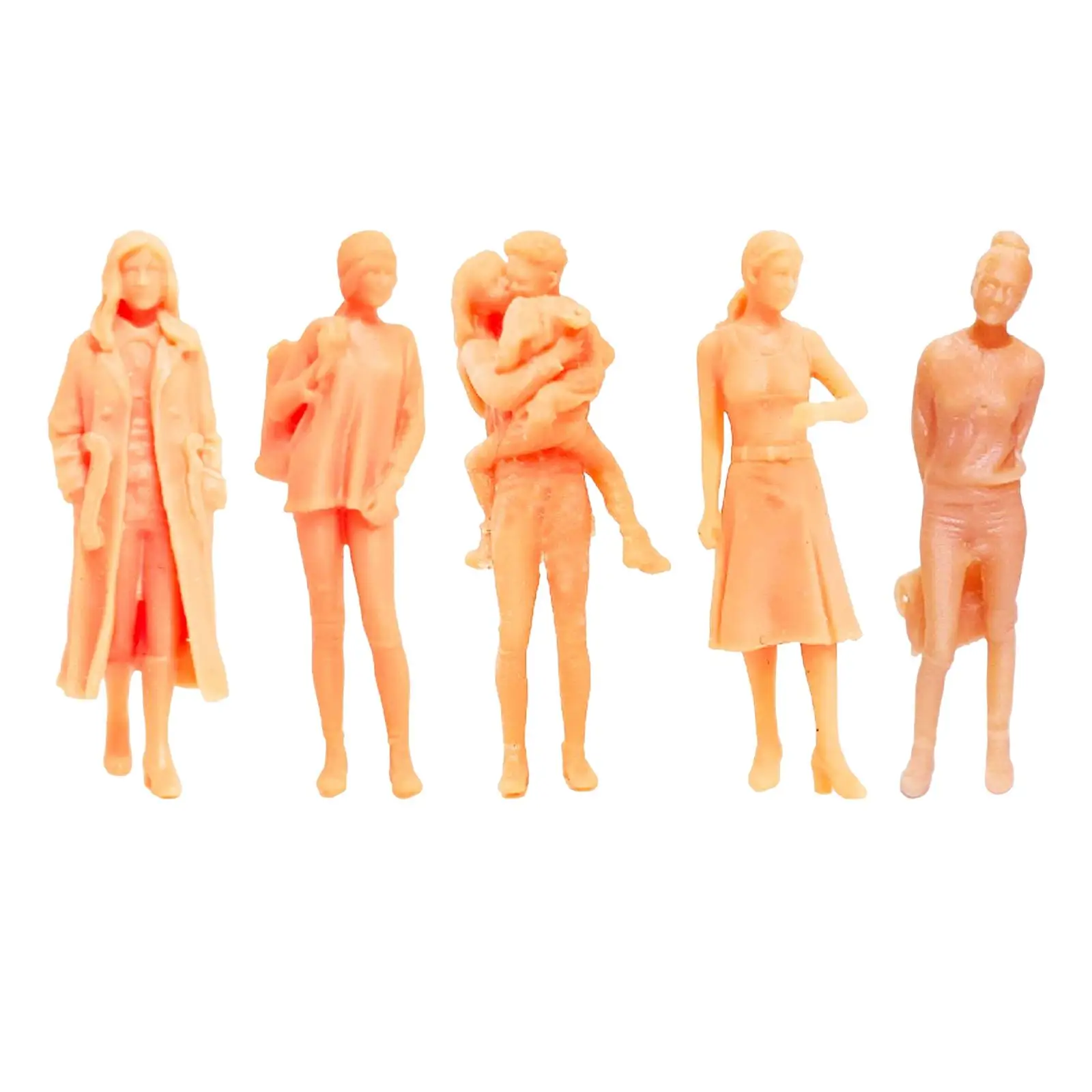 1/64 Scale People Figure Unpainted Realistic Character Doll Miniatures for Accessories Architectural DIY Scenery Model Train