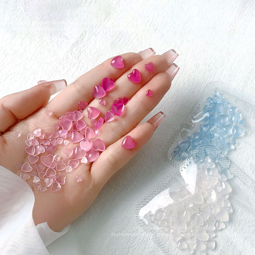 Best of 100Pcs UV Sensitive Heart Nail Art Decoration Mix 4 / 6 / 8mm Light Color Change Rhinestone Gems Kawaii Resin Peach Heart Parts YT-7 Reviews & Tips