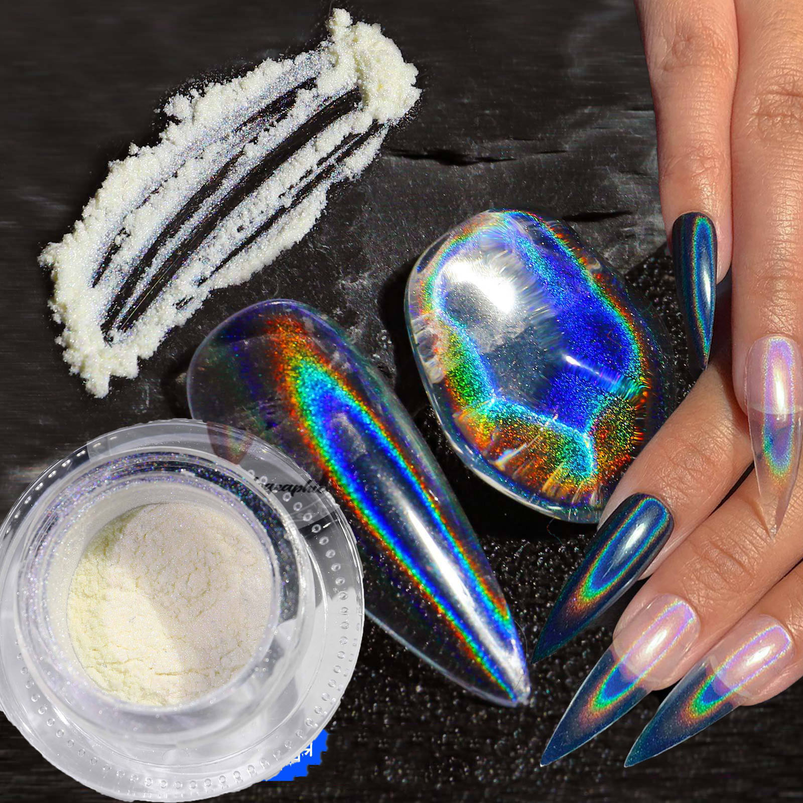 Best of 1Box Universal Laser Mirror Effect Glitter Nail Powder Holographic Chrome Shinning Pigment Dust Powder Manicure Nail Decoration Reviews & Tips