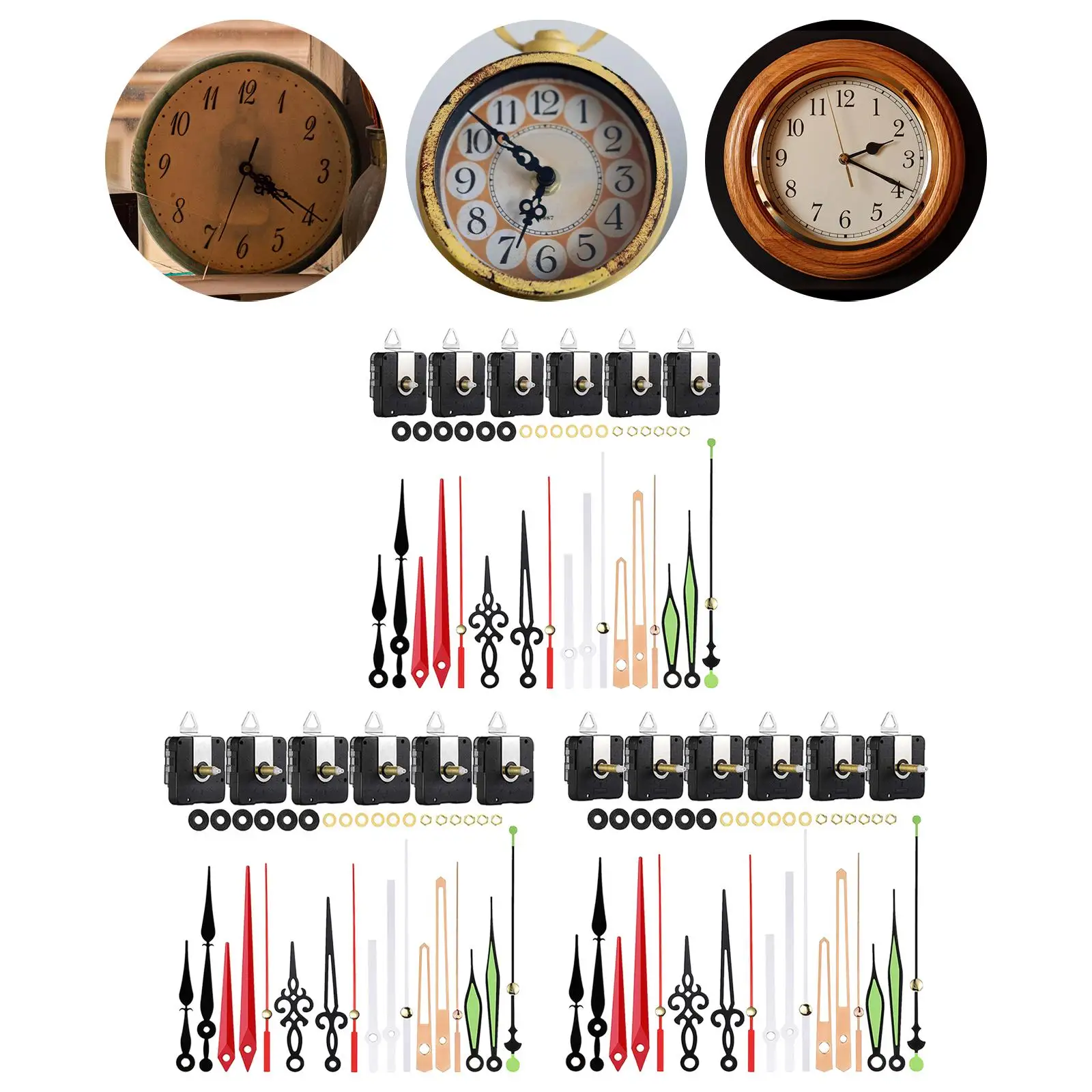 6x DIY Wall Clock Movement Mechanism Hanging Clock Mechanism with Hands Clock Movement Replacements for Craft Clocks Bar Office