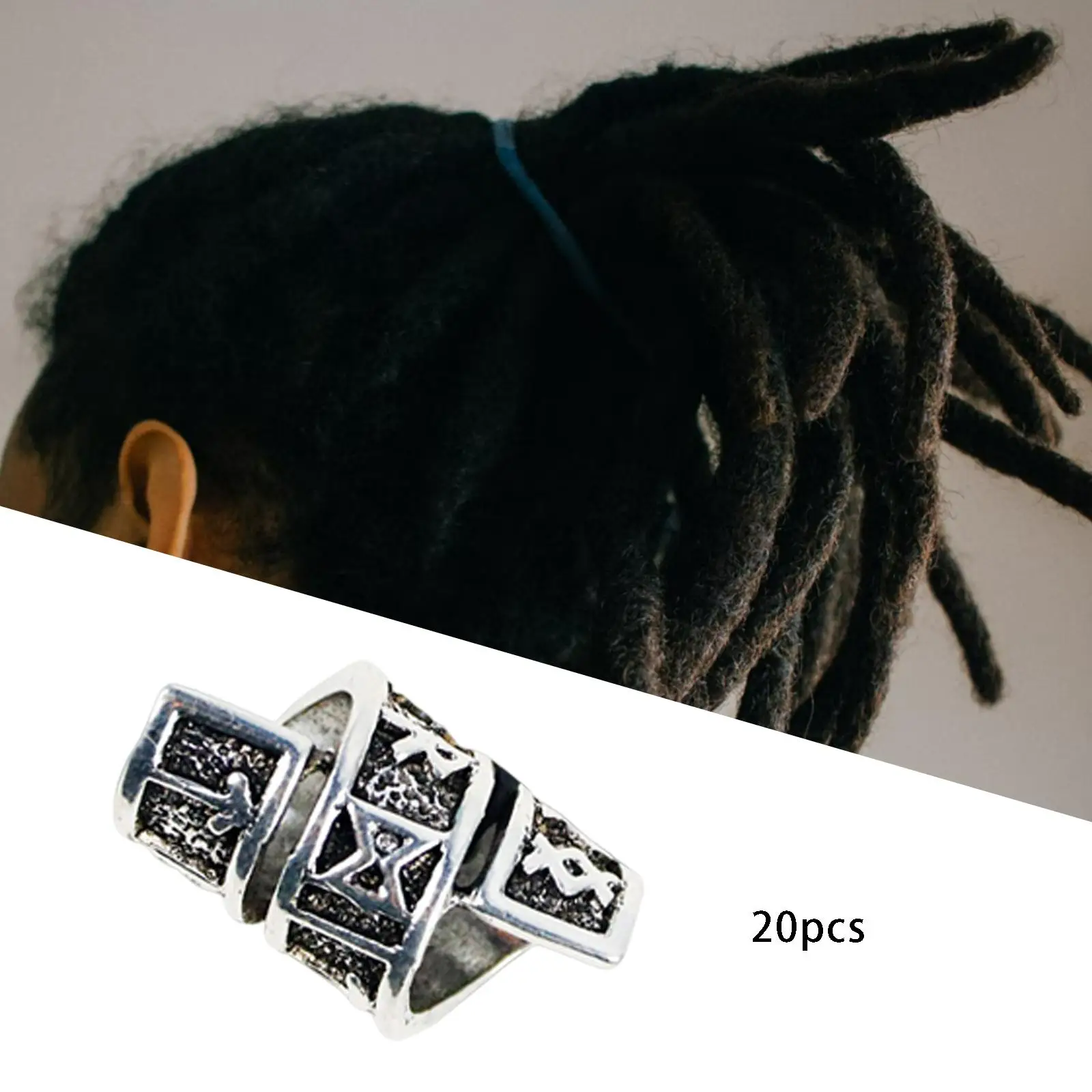 20x Beard Beads Braids Beads Metal Dreadlocks Beads for Necklace diy braid Decoration