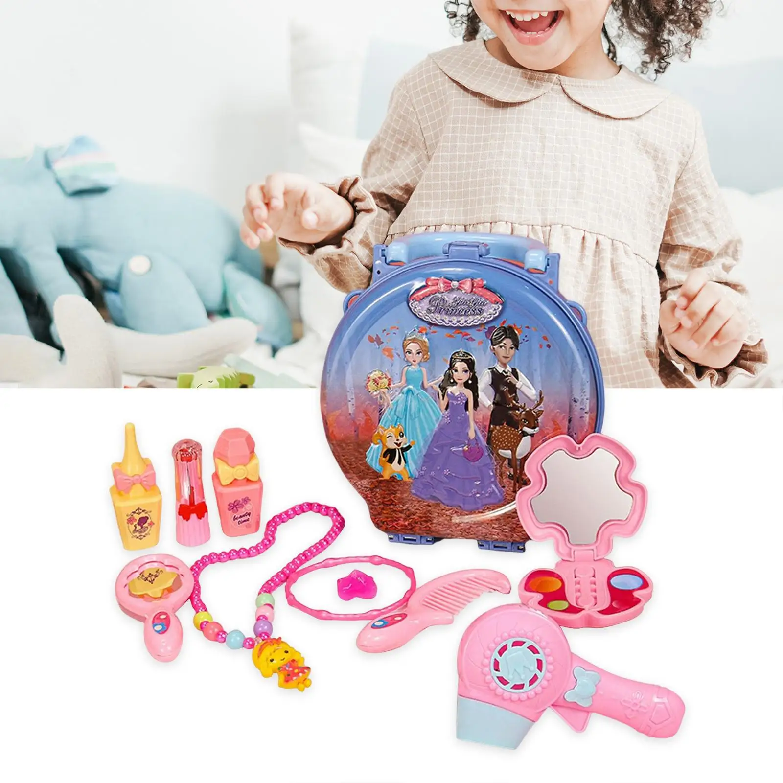 Cute Kids Pretend Trolley Bag Sensory Toy Educational Basic Skills with Accessories for Little Girls Toddler Birthday Gifts