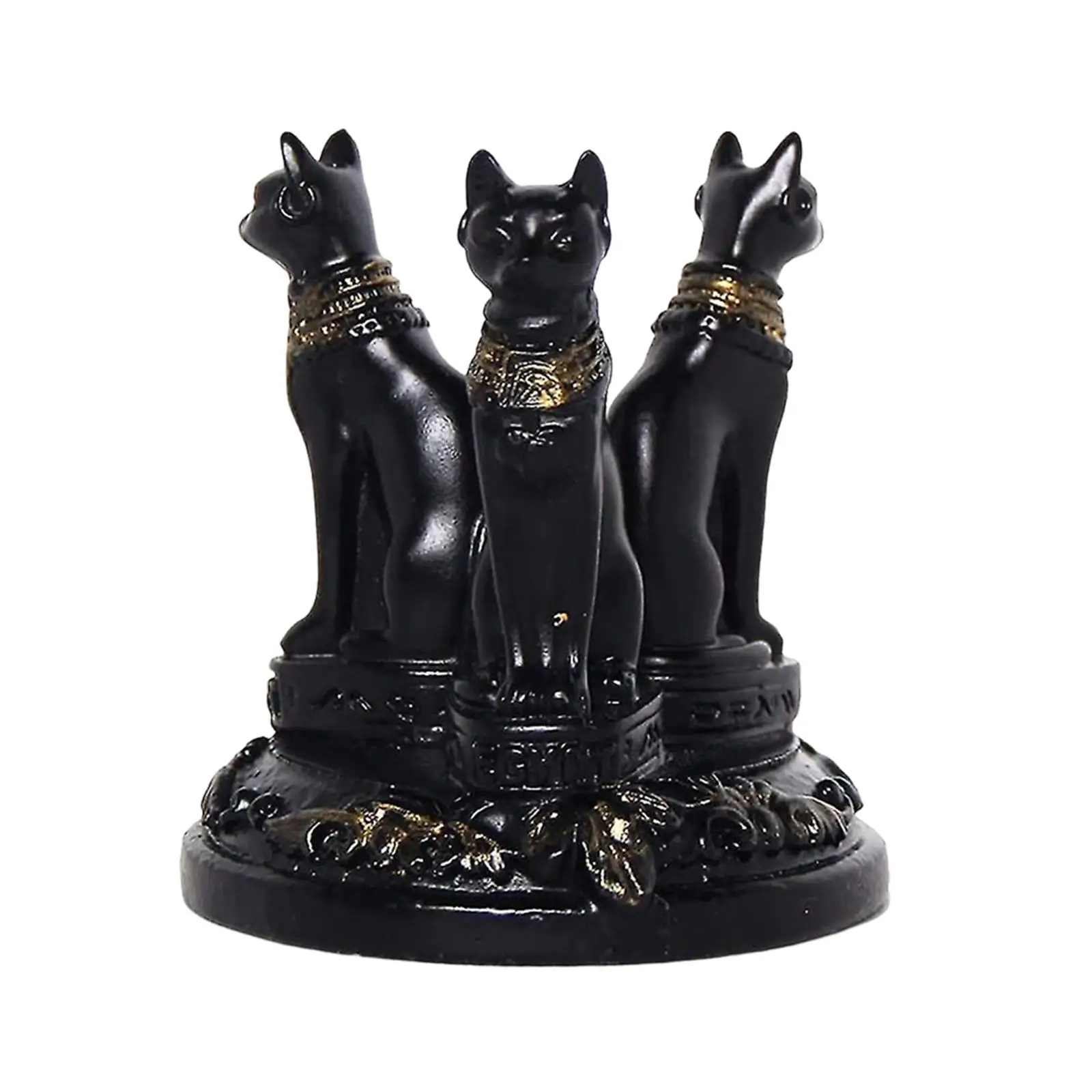Ancient Cat Statue Collectible Figurine Ball Display Stand Home Decoration