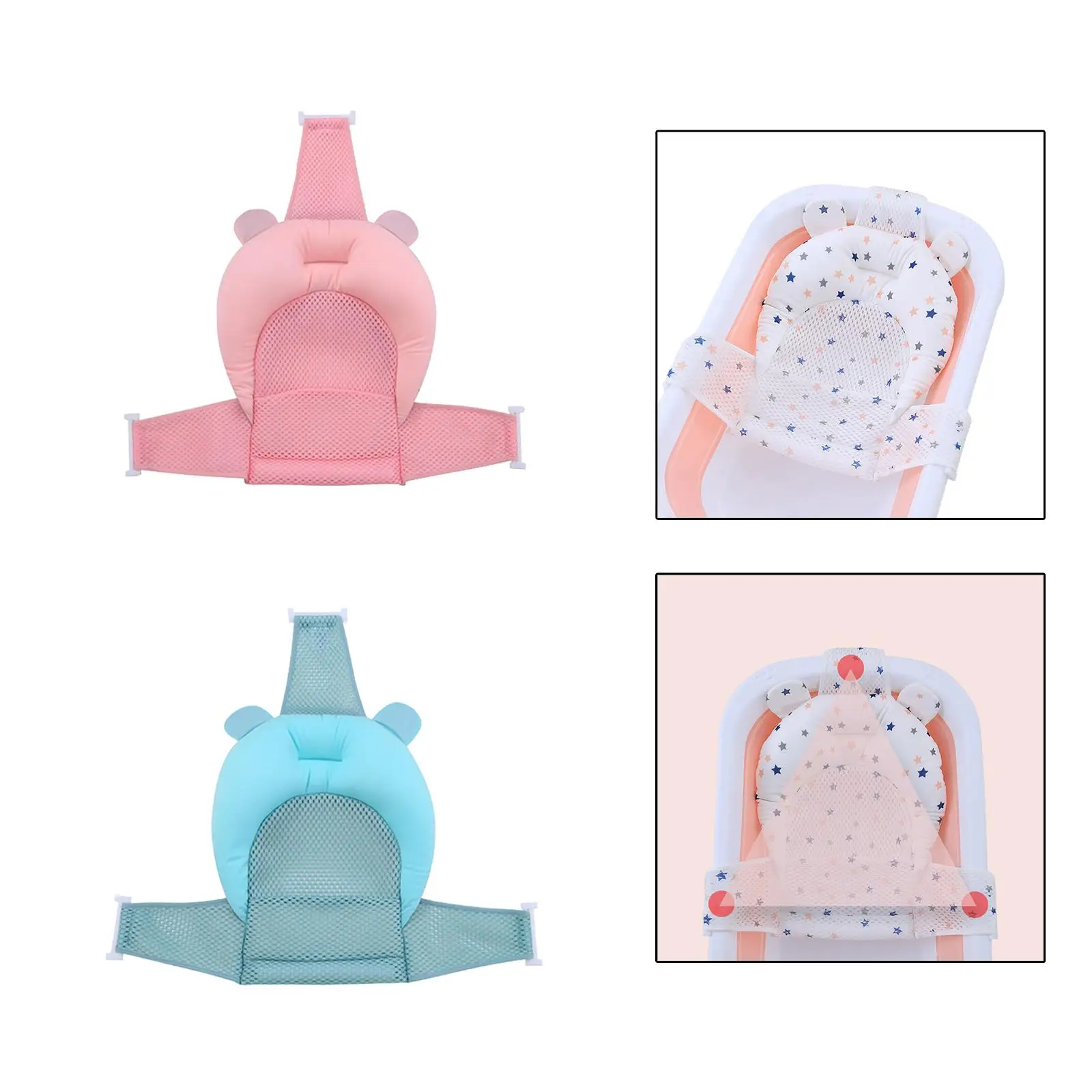 Baby Bath Cushion Pad for Bathtub Foldable Nonslip Newborn Bathtub Mat Infant Bath Supporter Net Baby Bathtub Pillow for Baby