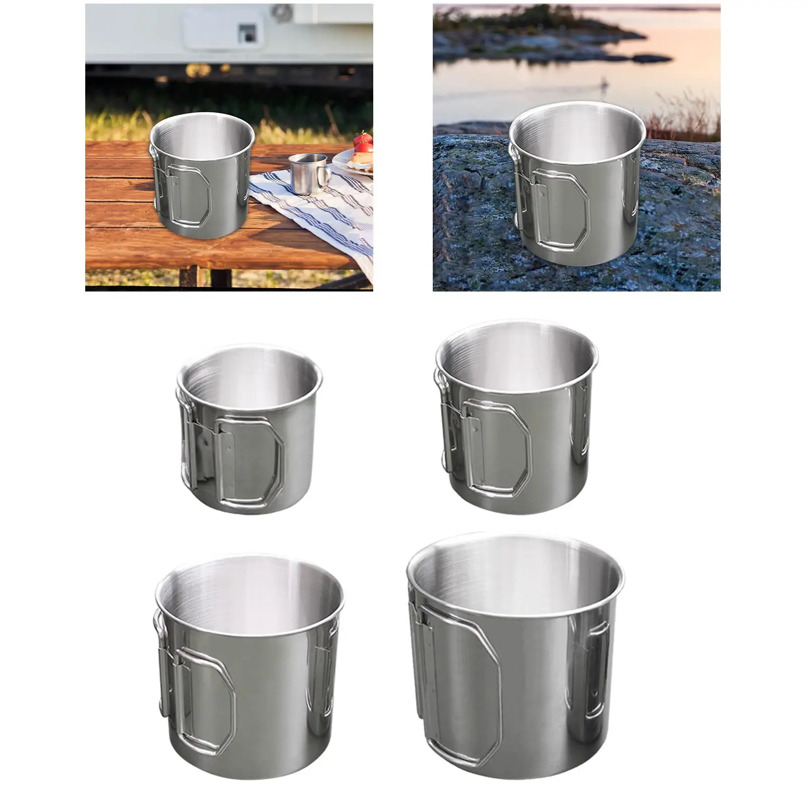 Camping Mug Multipurpose Coffee Tea Cups Stainless Steel Bottle for Recreational Barbecue Hiking Boating Climbing Picnics