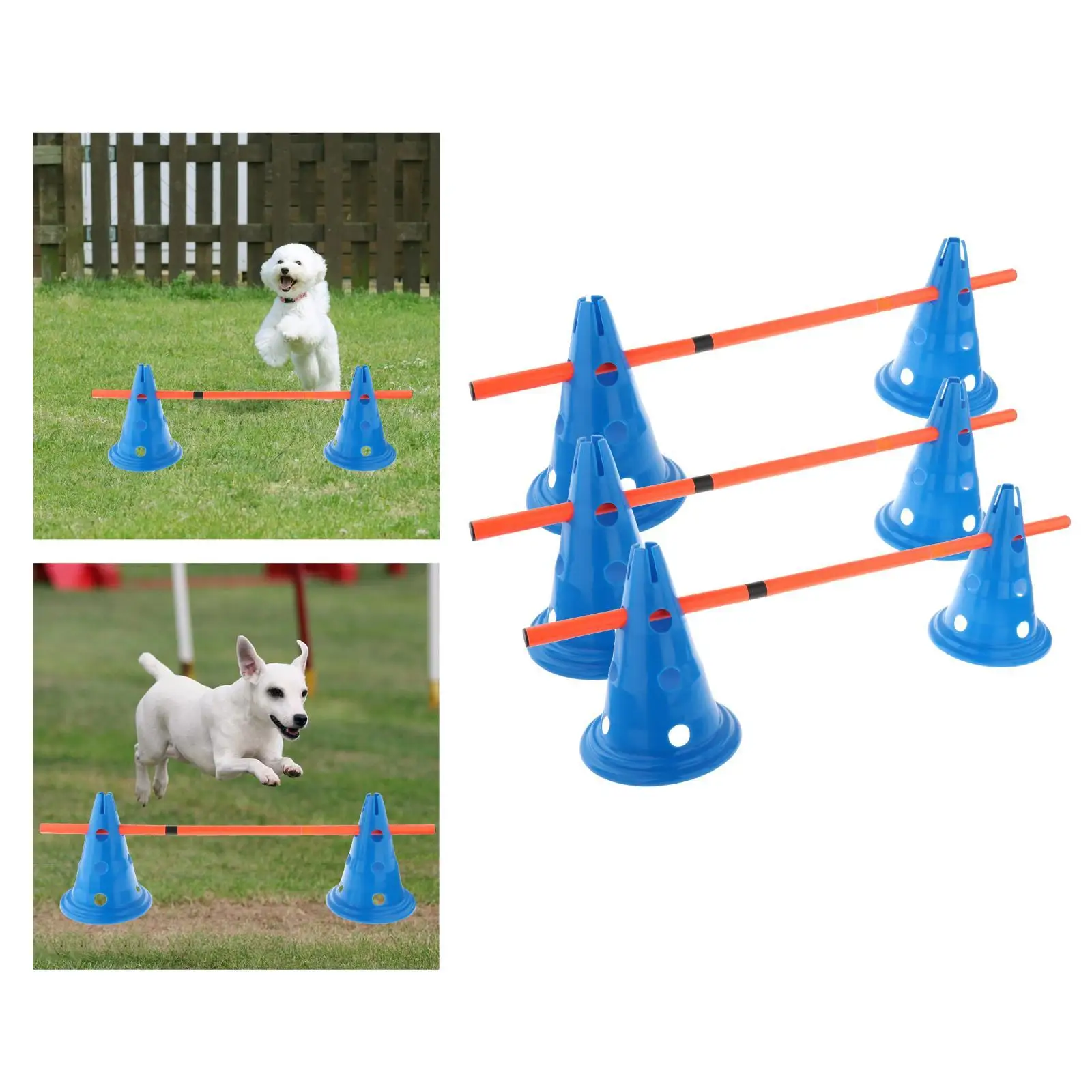 Hurdle Cones Course with Poles Adjustable Agility Equipment Set for Running