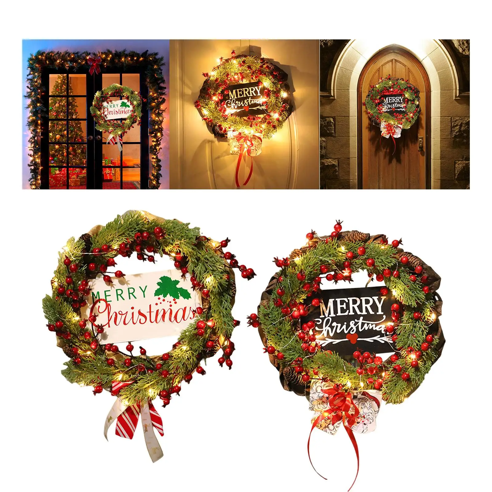 Christmas Flower Wreath Green Leaves Wreaths Artificial Wreath for Festival