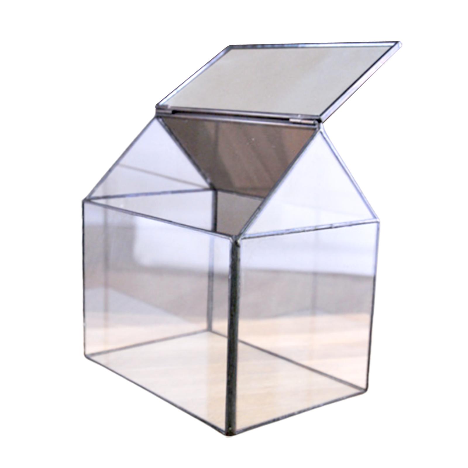 House Shape Glass Geometric Terrarium Box Tabletop Succulent Plant Planter Fern Moss Plant Care Decoration for Floral Greenhouse