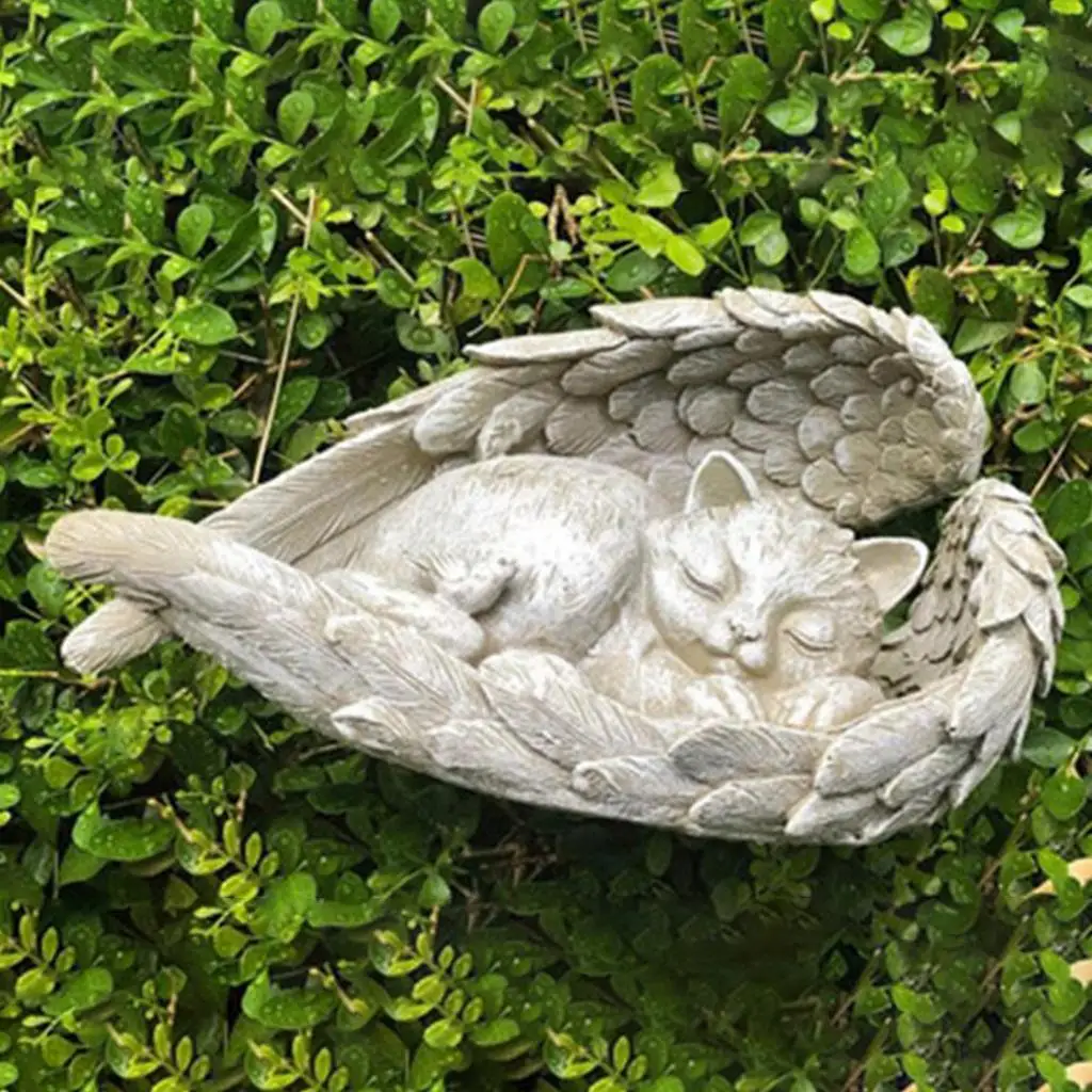 12cm Dog/Cat Angel Statue Home Interior Garden Courtyard Oudoor Sculptures