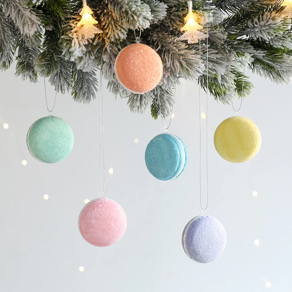 Natal Macaron Biscuit Donut Shapes Ball Ornament,