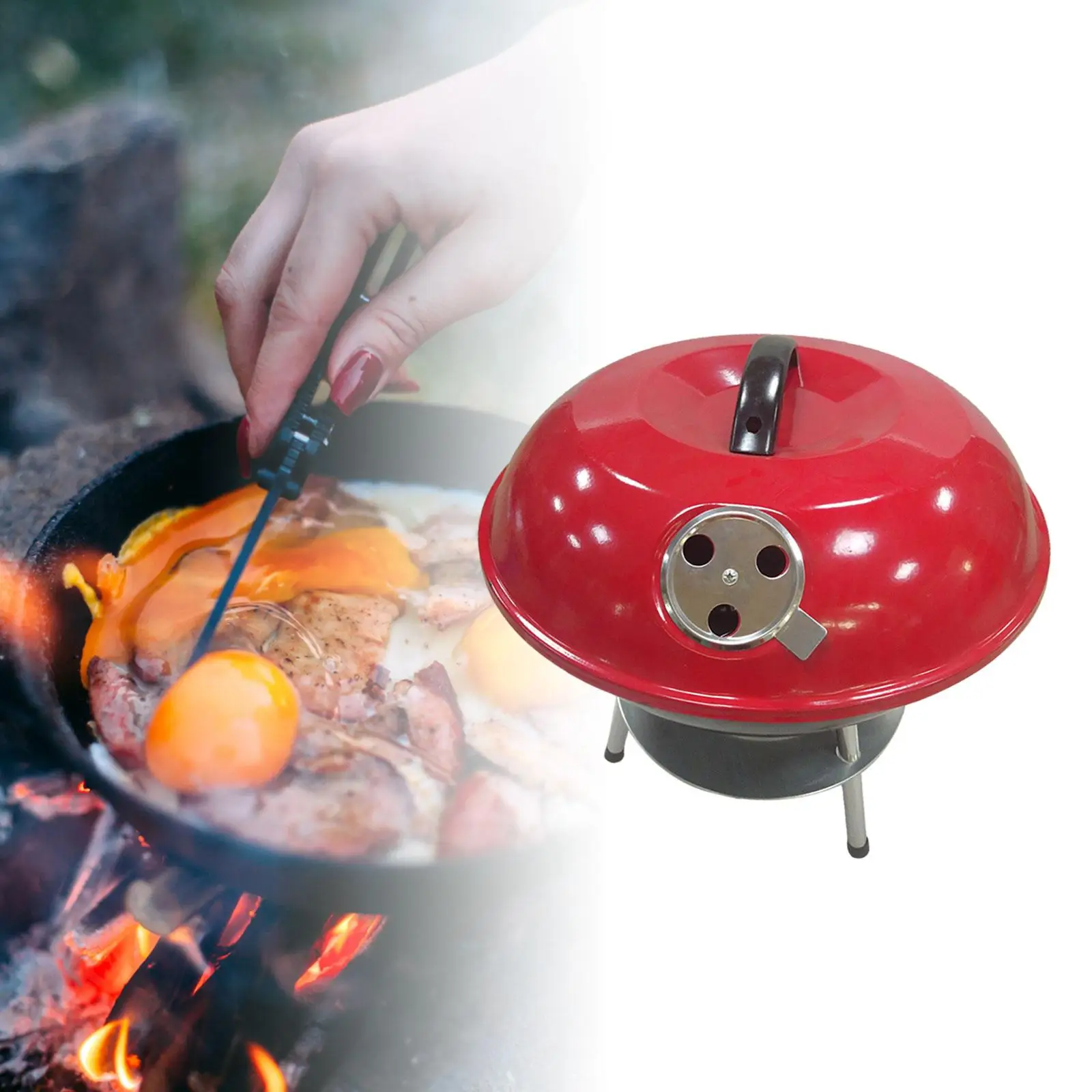BBQ Grill Apple Shape Charcoal Stove for Outdoor Grilling Cooking Backyard
