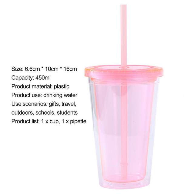 Reusable Plastic Cups Lids Straws Bulk  Reusable Cups Lids Straws Wholesale  - 450ml - Aliexpress