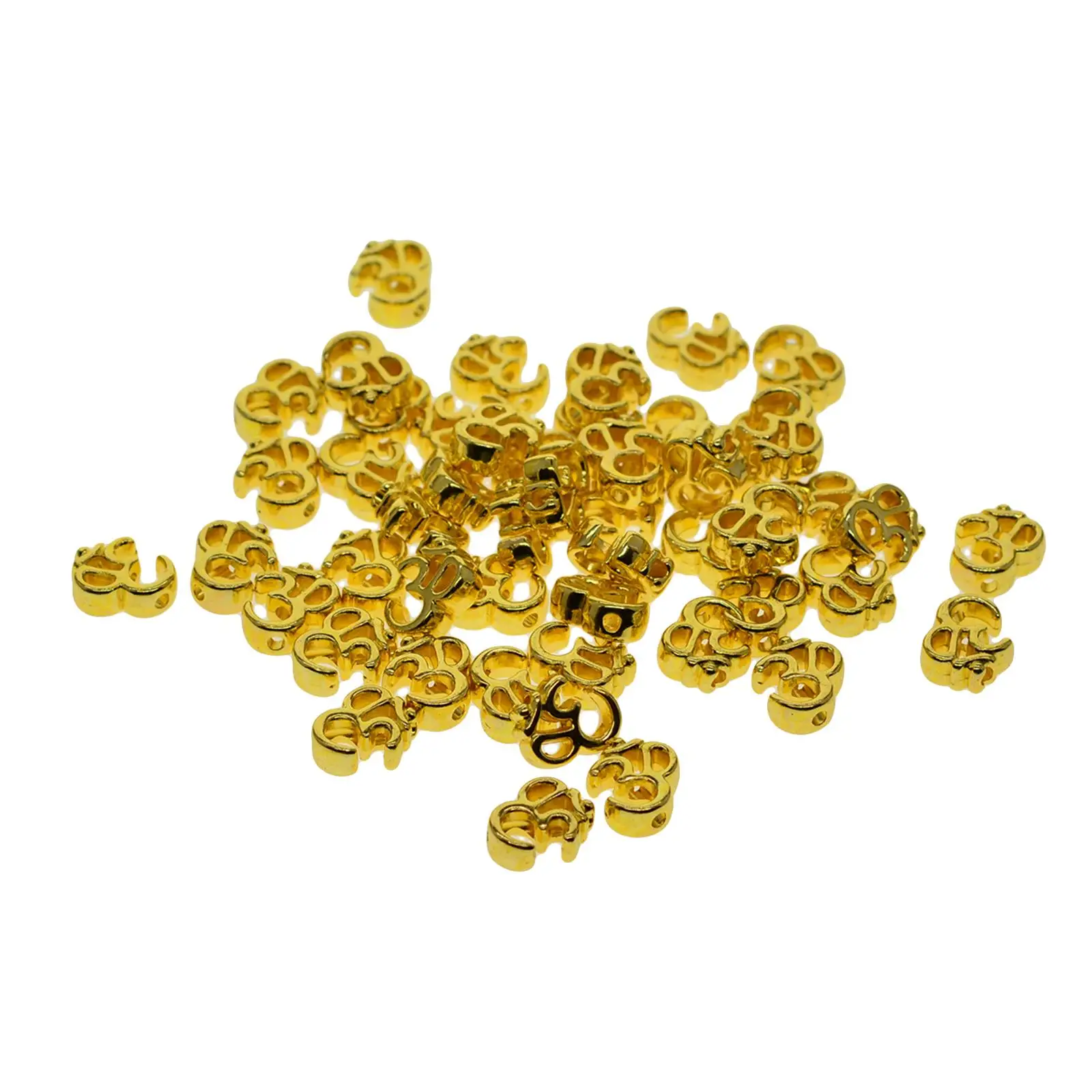 50Pcs Yoga OM Spacer Beads DIY Pendants Connectors Gold Decorative Charms for Clothing Accessories Hats Keychain Sweaters Chains