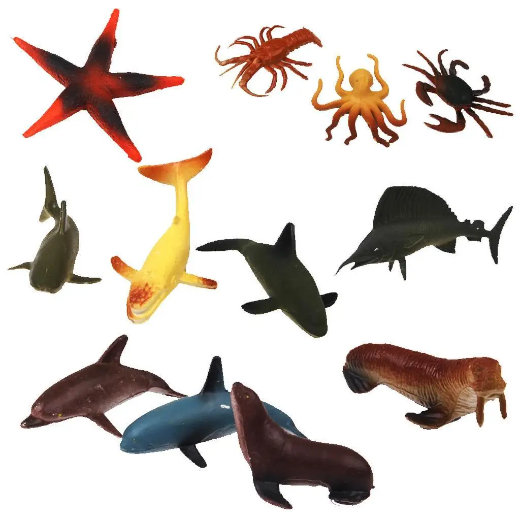 12pcs Plastic PVC Realistic Natural Sea Animal Figure Playset Kids Toys
