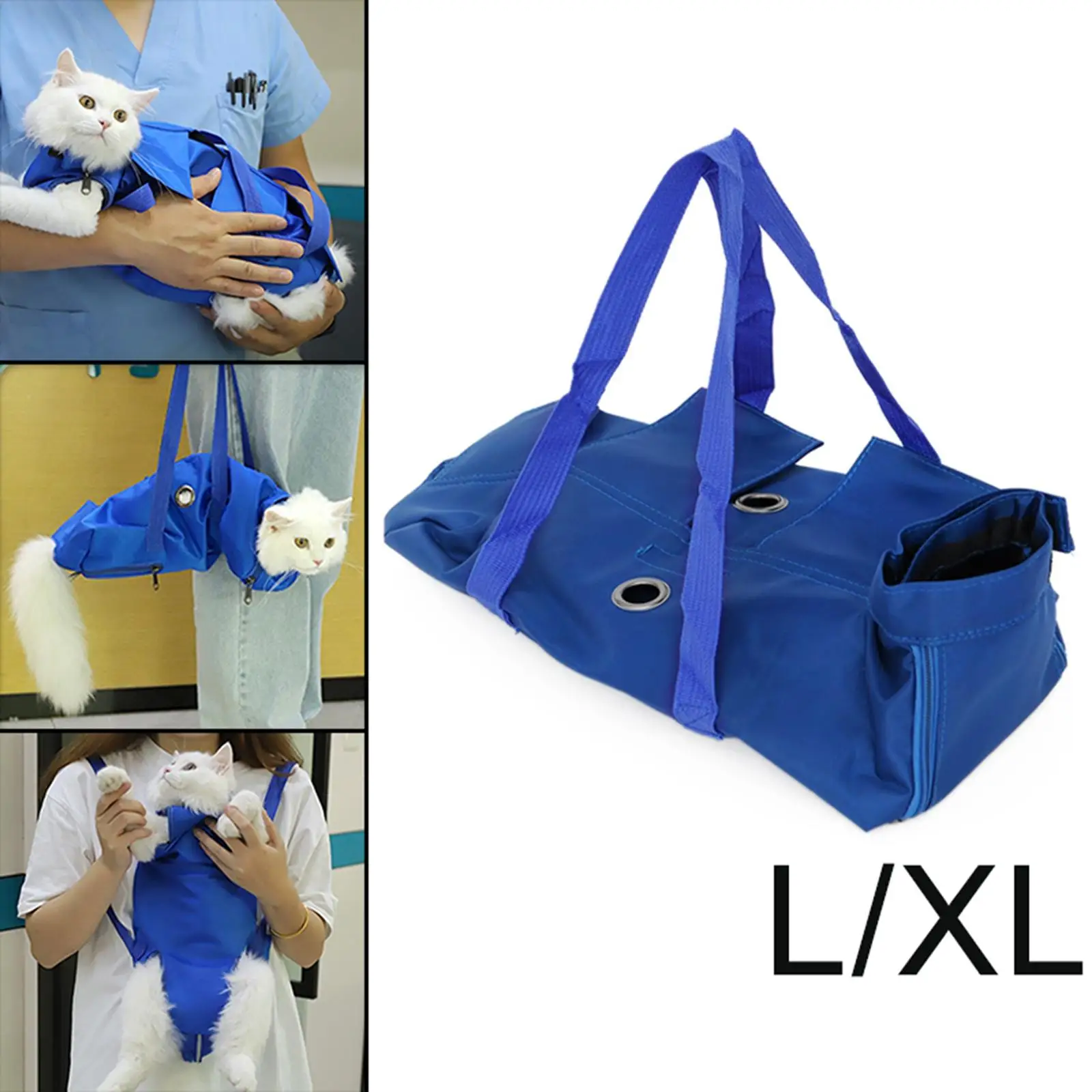 Cat Grooming Restraint Bag Oxford Cloth Adjustable Size Holder Bag Fixed Bag for Nail Cutting Washing Manicure Pets Short Trips
