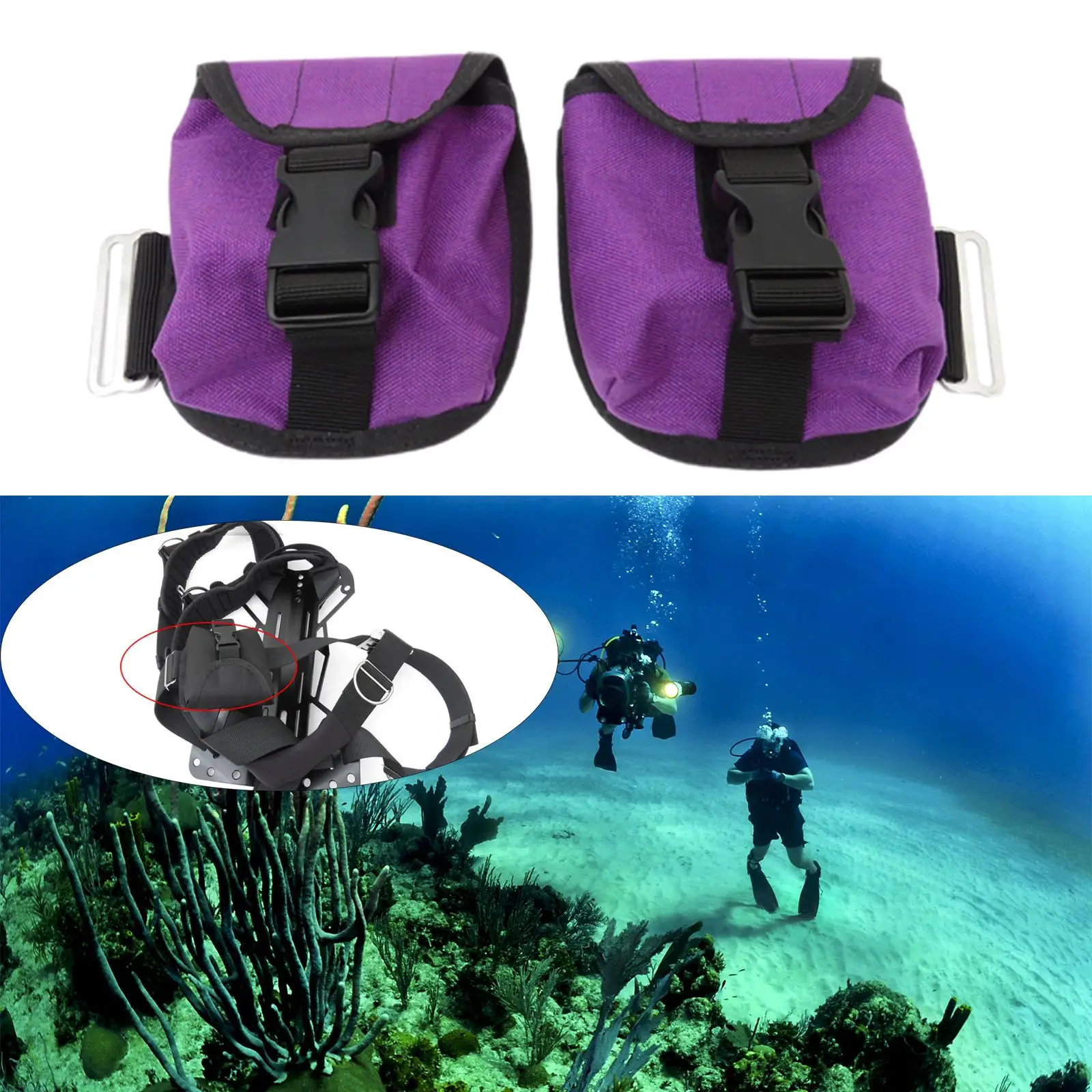 Diving Pocket Weight Belt 2kg with Quick Release Buckle Weight Bag Strong