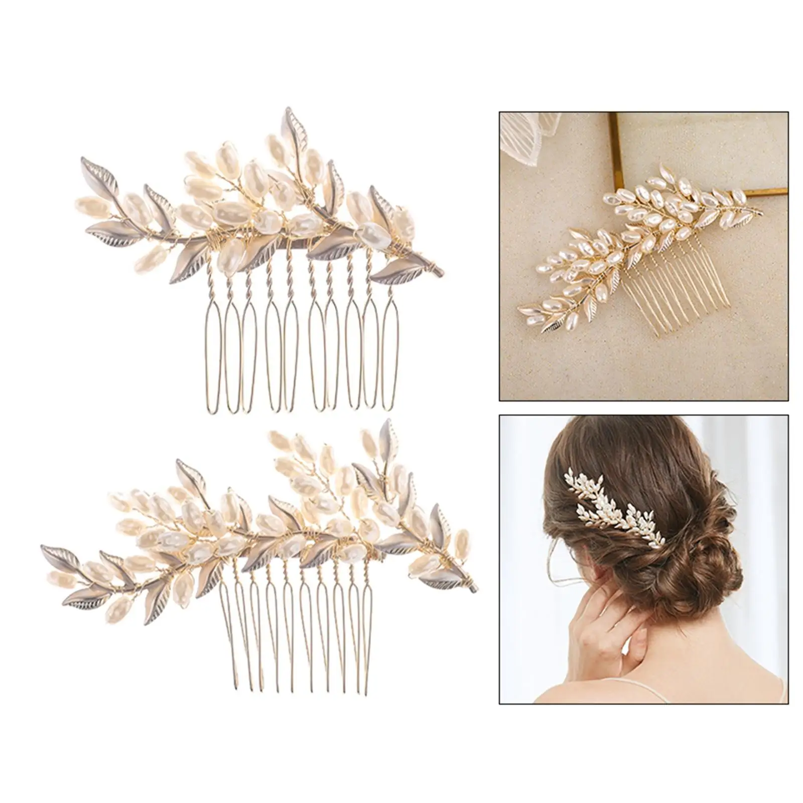 Women Hair Comb Handmade Leaf Clip Pin Jewelry for Festival Beach Brides