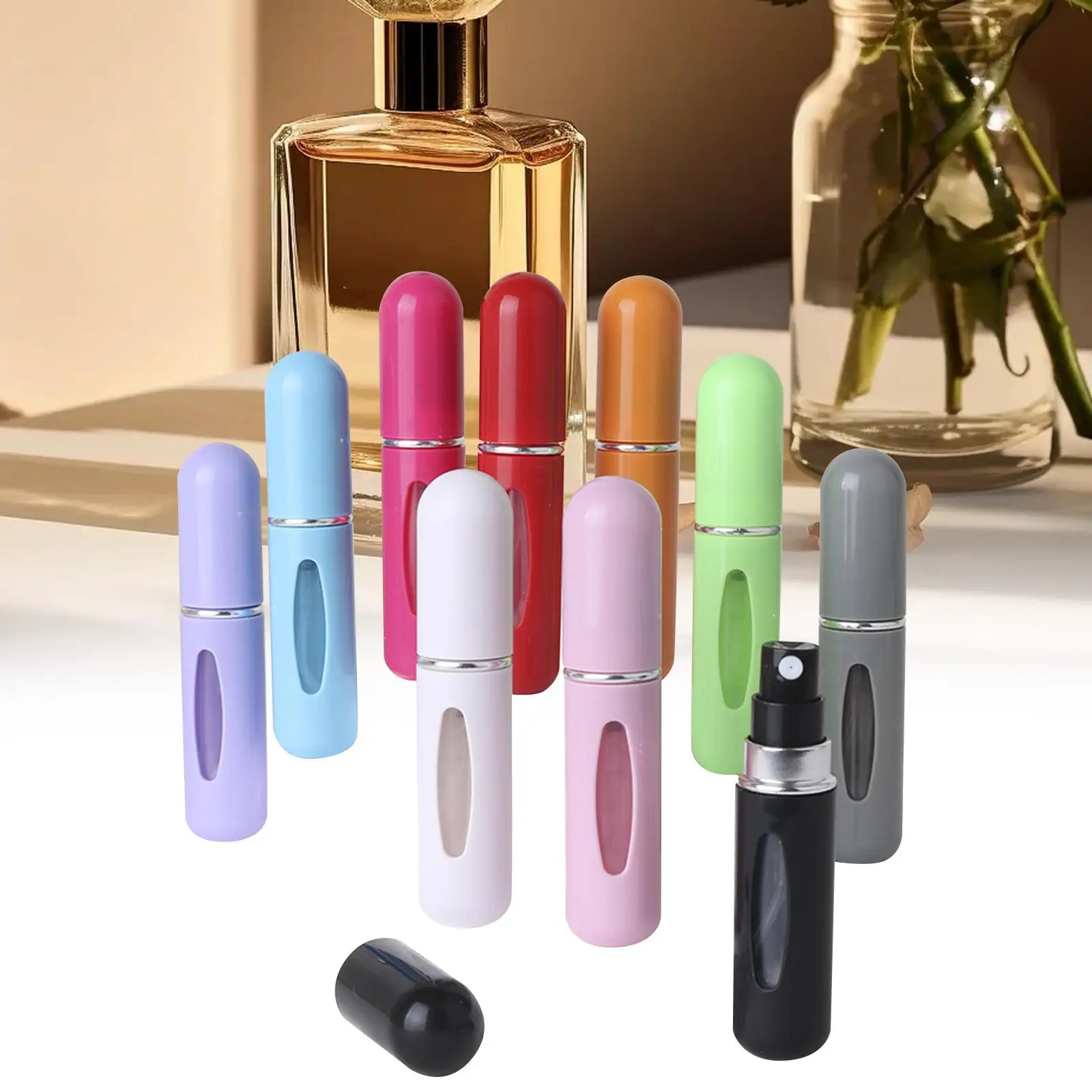 10Pcs 5ml Refillable Perfume Bottle Resuable Mist Sprayer for Foundation Cologne Aftershave Cosmetic Cream Lotion Makeup Remover