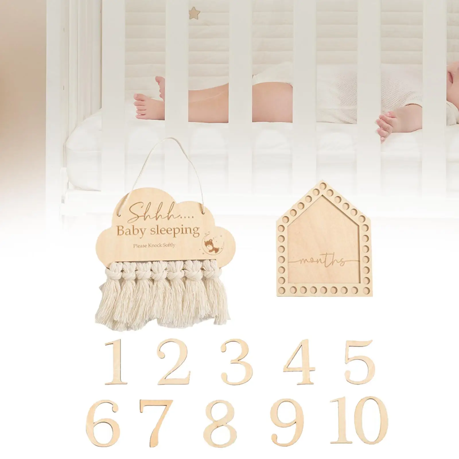 Baby Milestone Cards Wooden Monthly Cards Newborn Photo Props  Gift Door Hanger