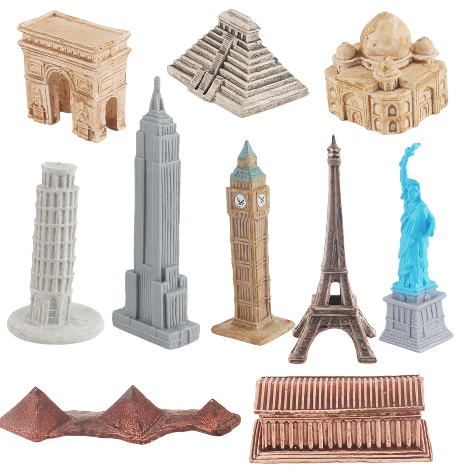 10Pcs Landmark Buildings Miniature Model Mini Simulate Building Statue for