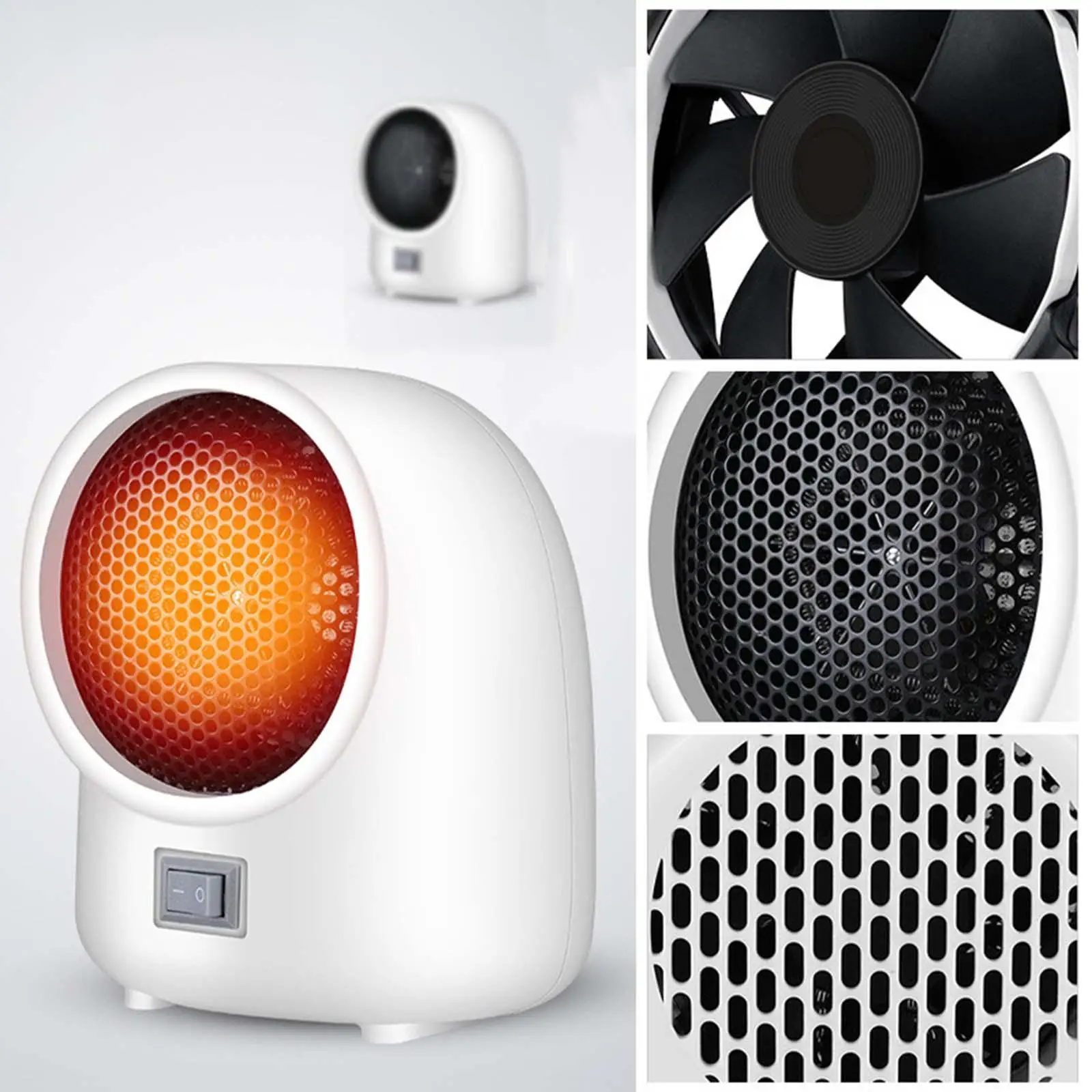 Mini Space Heater 350-400W Compact Silence with 2 Modes Durable Electric Fan for Bathroom Living Room Indoor Winter Desk