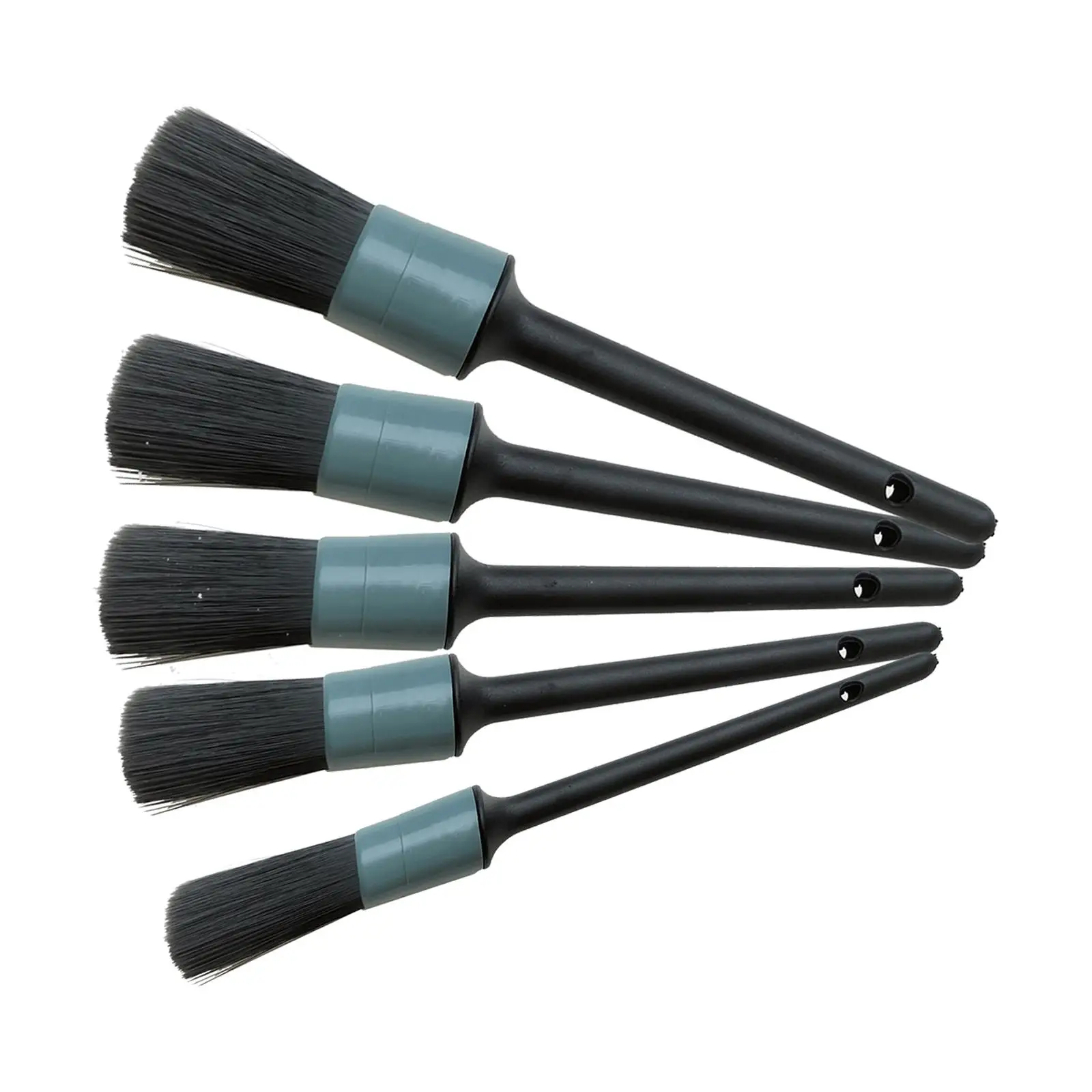 Pack of 5 Car Detailing Brush Set, with Hole On The Top of Handle Convenient for Air Vents Interior Exterior Leather Handy Tool