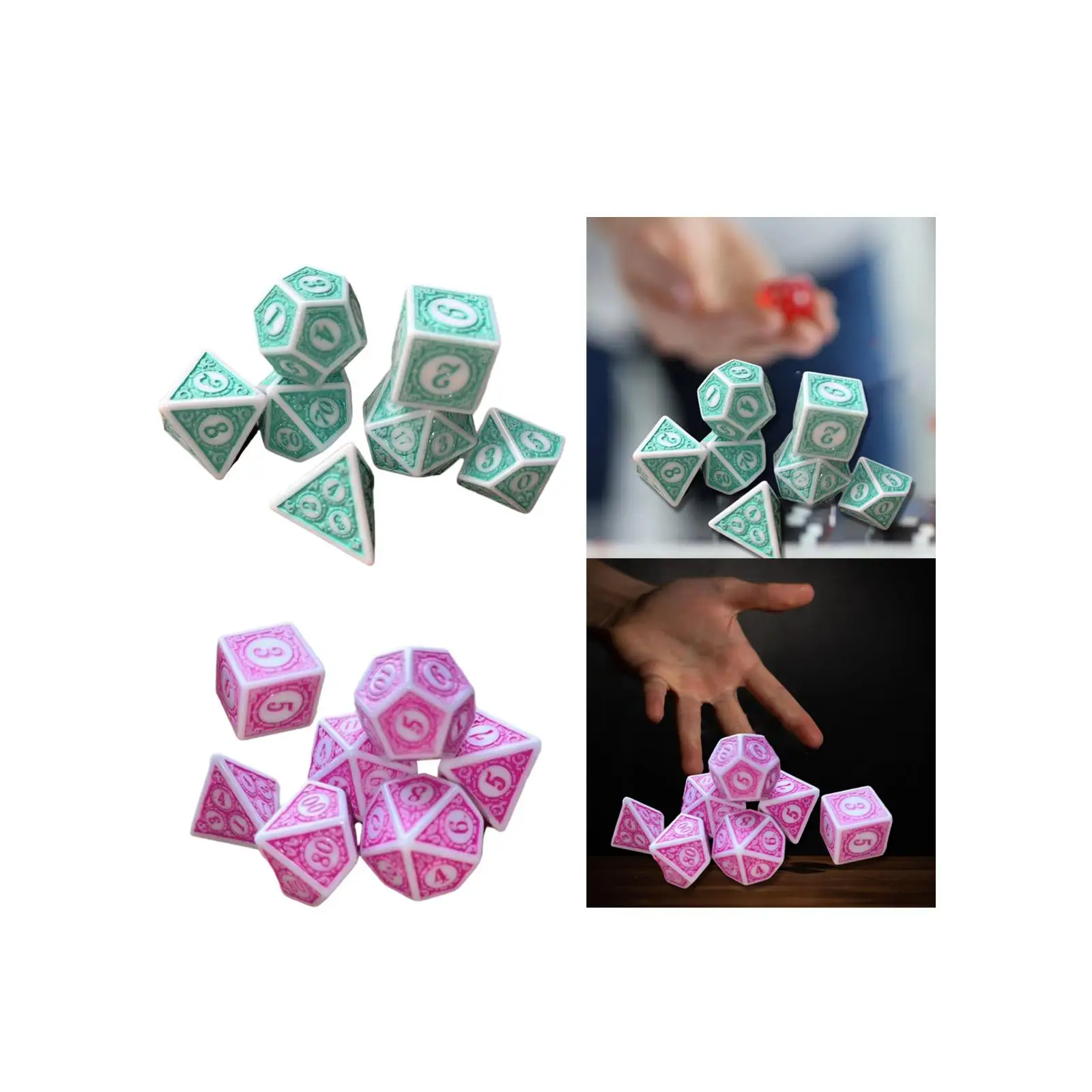 7Pcs Polyhedral Dices Party Supplies Acrylic Party Game Dices Dice Set for KTV