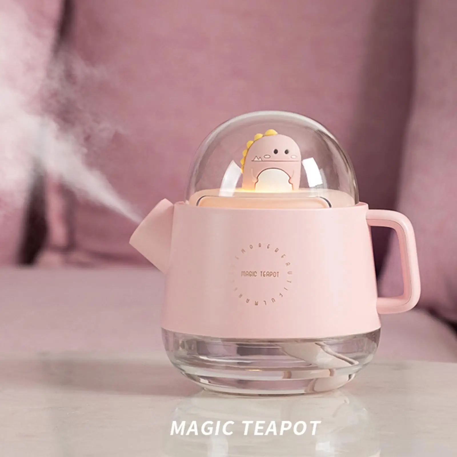 Plastic Teapot Air Humidifier Essential  with Colorful Night 60ml Water Tank