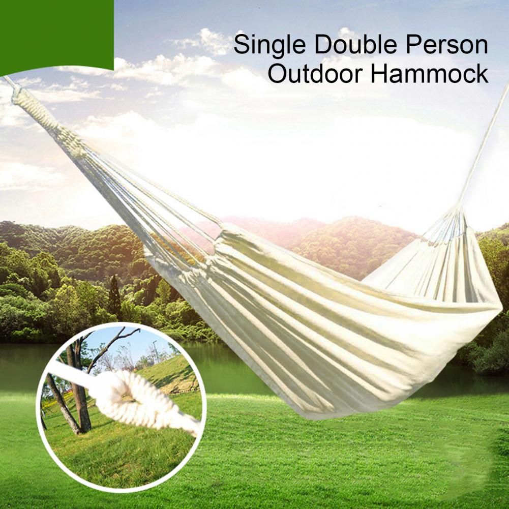 Description Picture 3 of item1 Set Hanging Hammock Comfortable Strong Load Bearing with Tie Rope Storage Bag Rest Canvas Single Double Person Outdoor Hammock