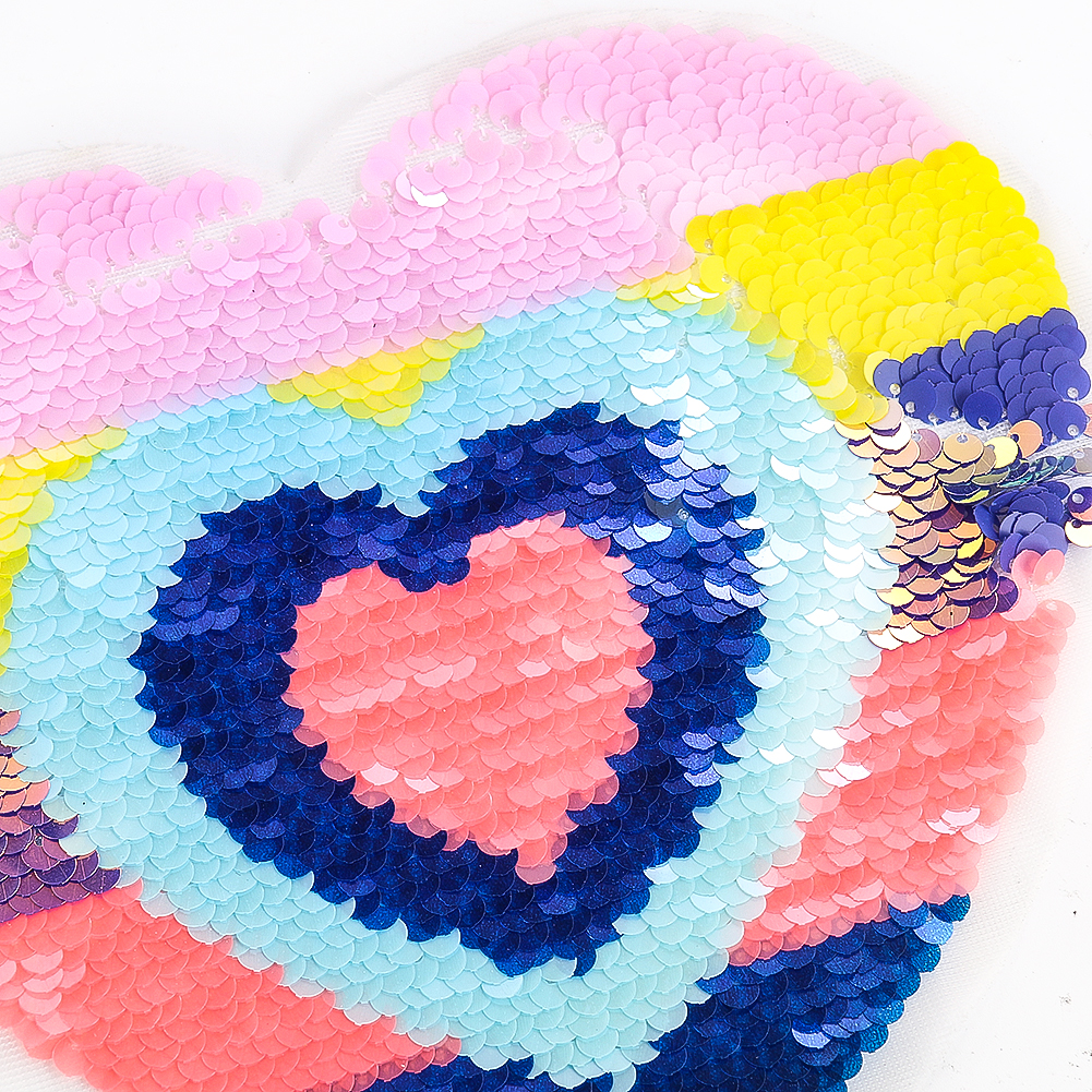1PC Große Regenbogen Herz Nagel Glitter Patch kinder Mantel Zeigen Dekorative Zubehör DIY Bekleidung Nähen Sammelalbum Liefert – Detail 3